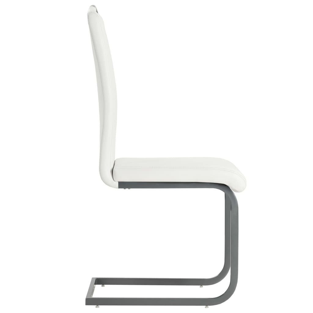 Merax Freischwinger (4 St), Schwingstuhl, Esszimmerstuhl, | Set aus Polsterstuhl, Weiß 4er Kunstleder, Weiß