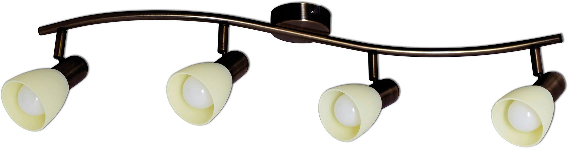 näve LED Deckenspot Mestre, LED wechselbar, Warmweiß, 4er LED Wand-u. Deckenspot, E14, braun, Glasschirm weiß