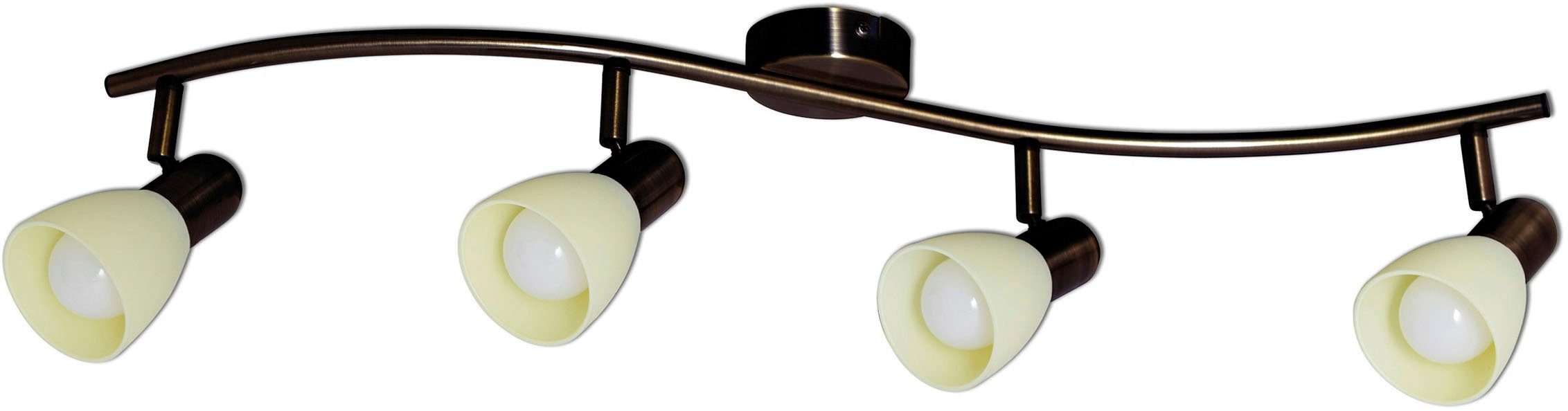 Deckenspot, LED LED Wand-u. LED Mestre, 4er wechselbar, Glasschirm weiß Deckenspot E14, näve braun, Warmweiß,