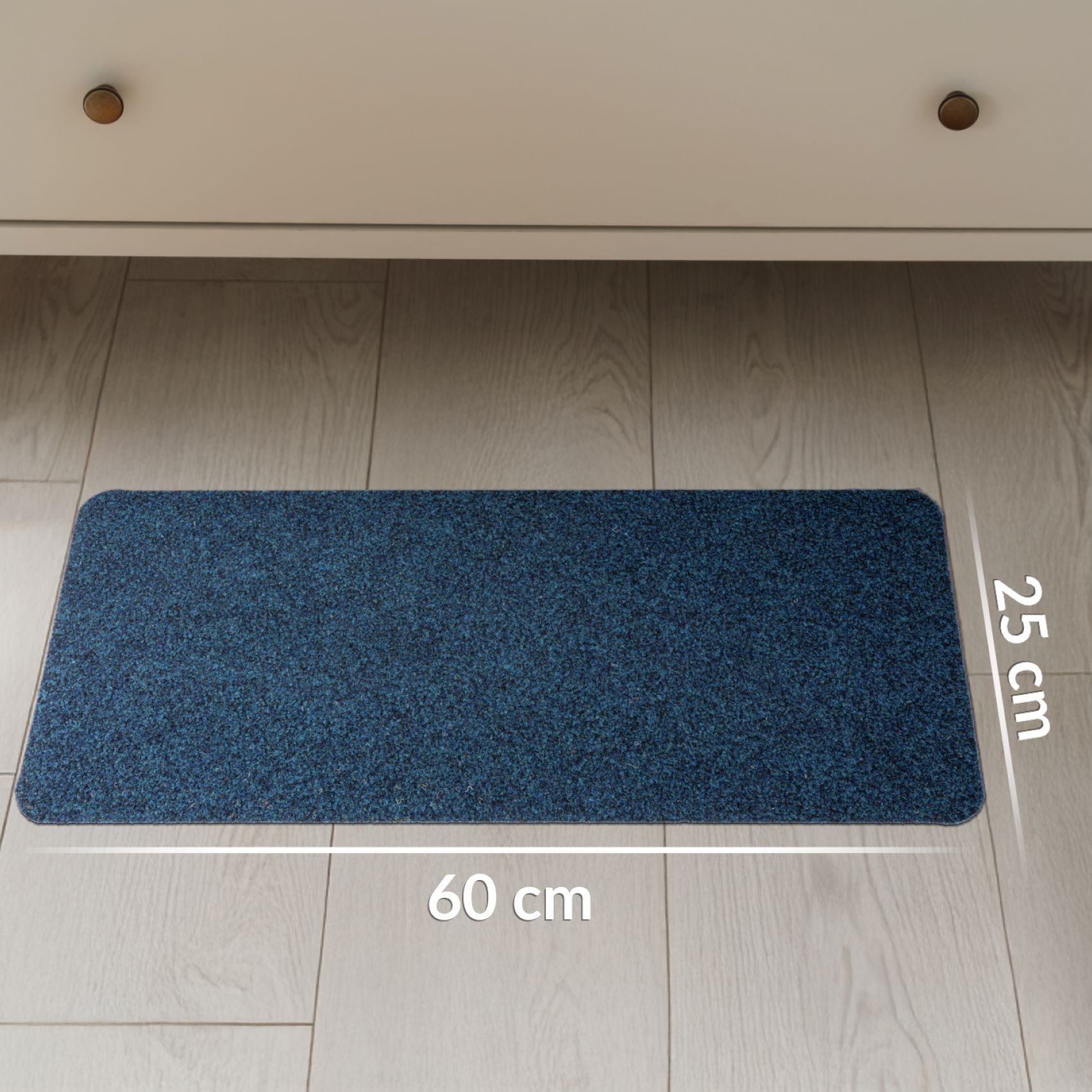 ANRO Fußmatte POET Schuhparkplatz schmal Schmutzfangmatte Unifarben, eckig, Höhe: 3 mm, Schuh-Abstellplatz rutschfest 25x60cm Kräusel Blau wasserdicht – Bild 5 von 5