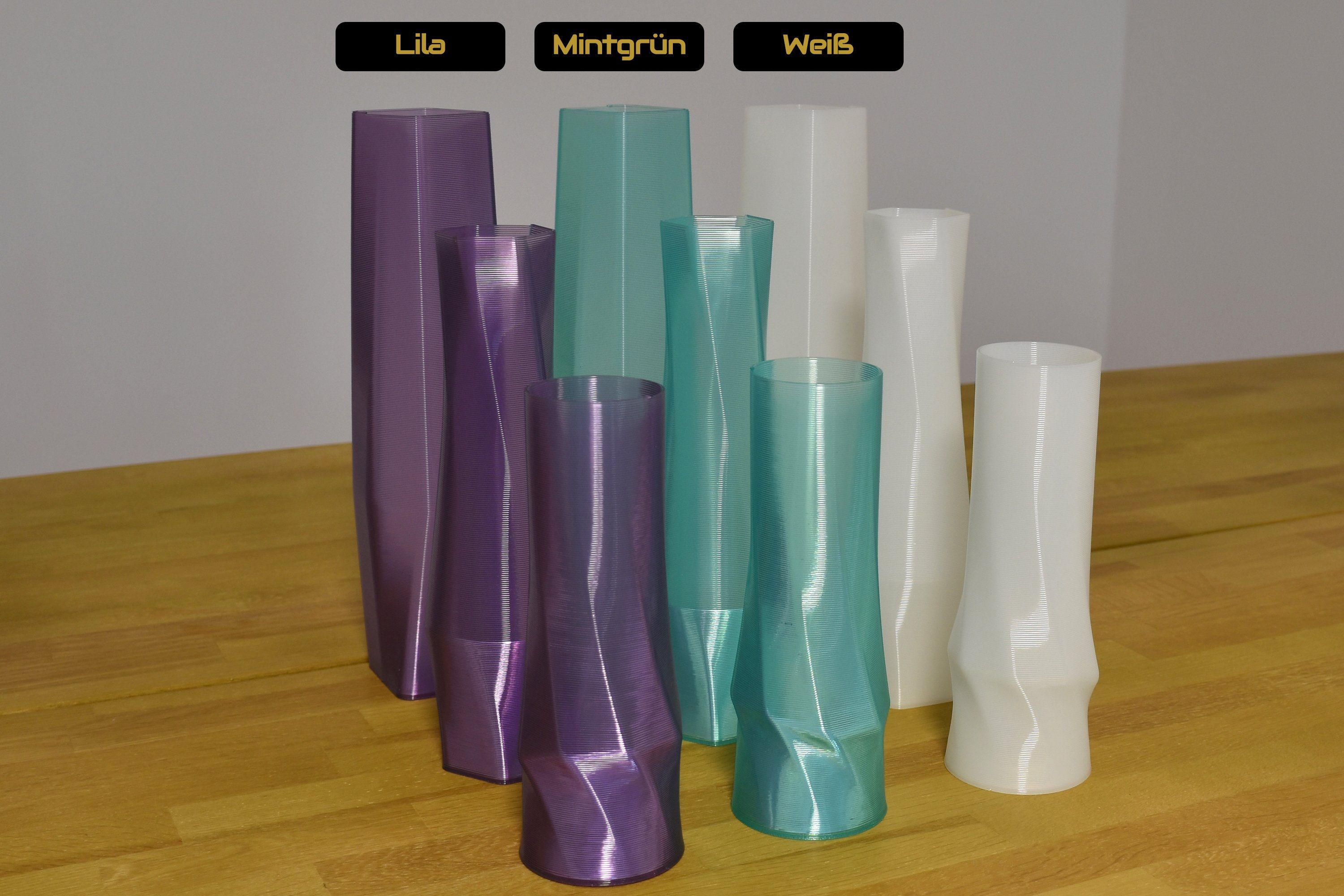 Shapes - Decorations Dekovase the 100% 3D Weiß - viele Vasen, innerhalb (Rillung) Vase), Struktur (deco), vase (Einzelmodell, Materials des Durchsichtig; Farben, Leichte 1 3D-Druck square
