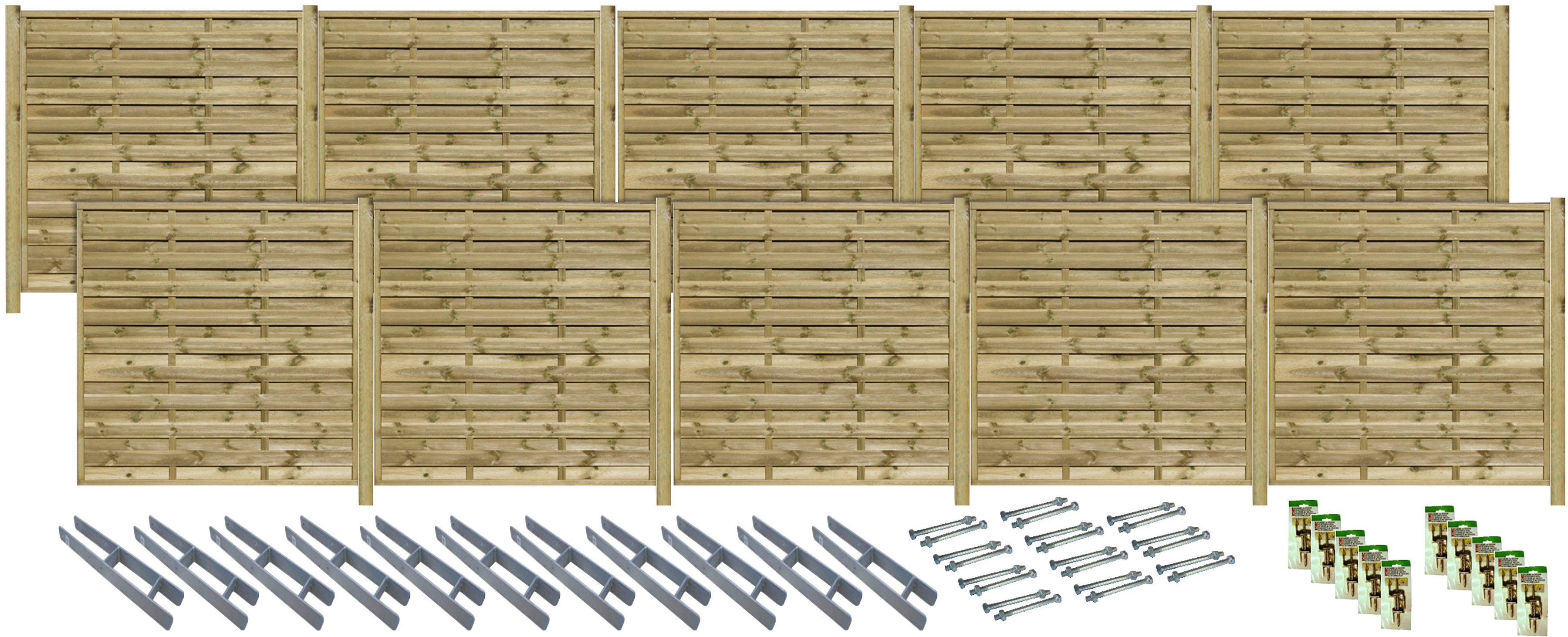 Tetzner & Jentzsch Sichtschutzelement EDMONTON 8, (Set), kesseldruckimprägniert