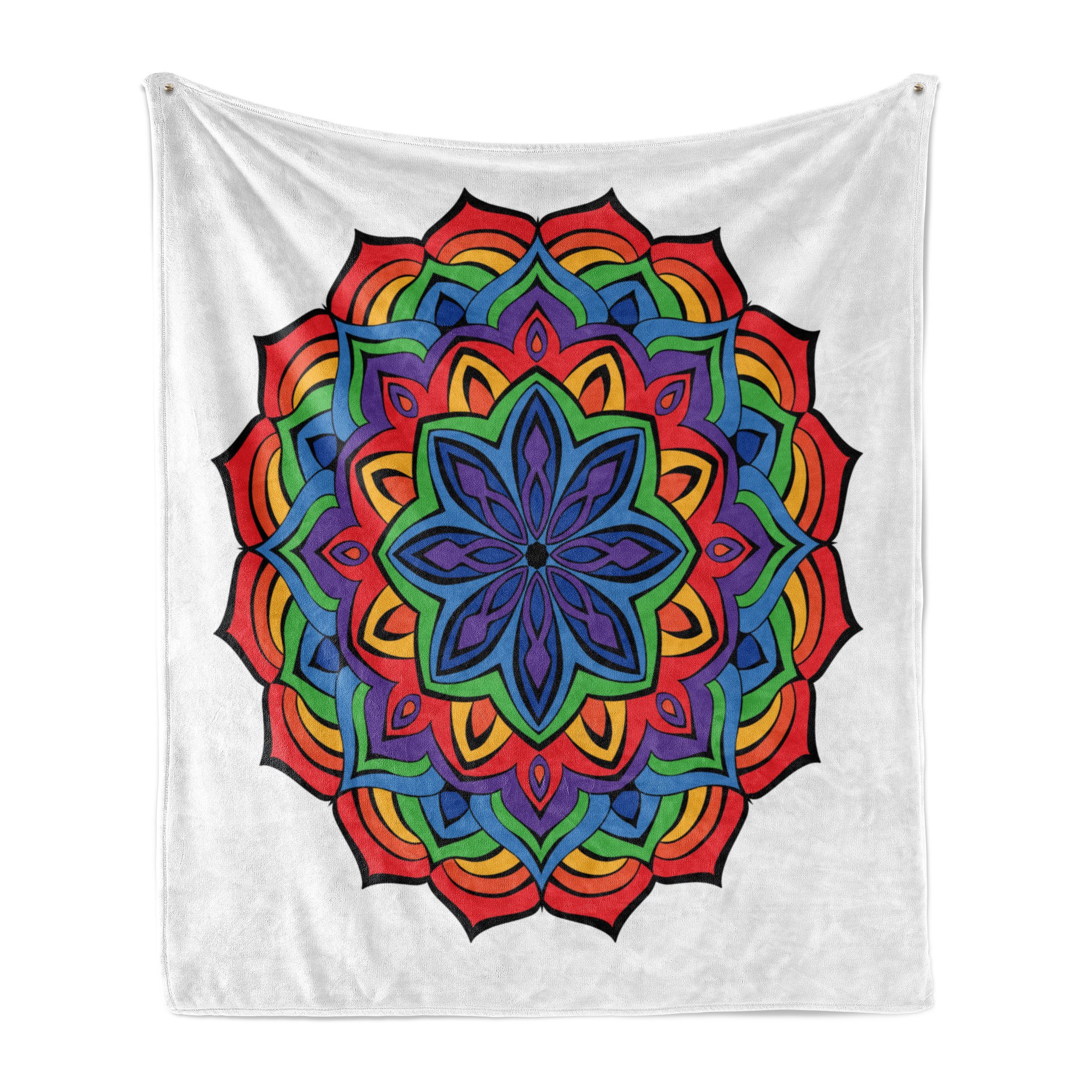 Wohndecke Gemütlicher Plüsch für den Innen- und Außenbereich, Abakuhaus, Regenbogen-Mandala Thriving Frühling