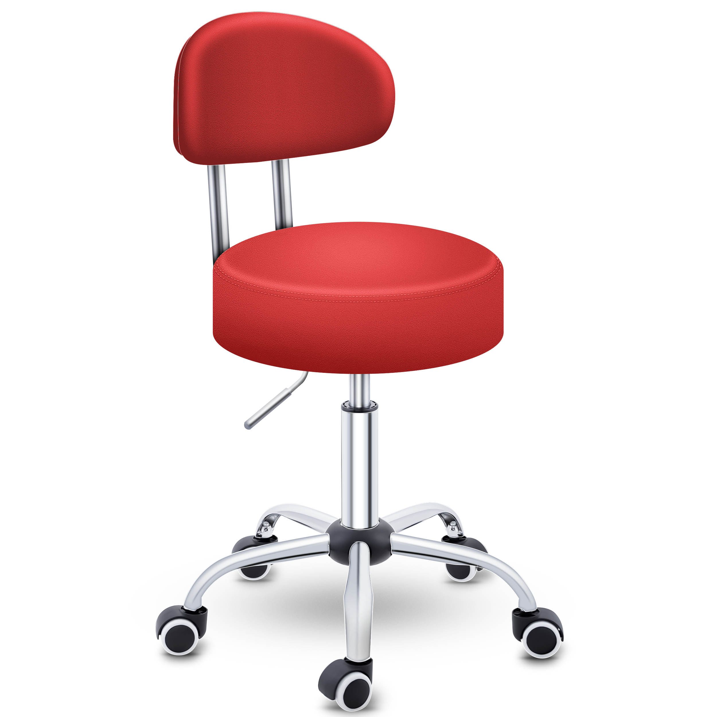 TRESKO Вращающийся табурет Катающийся табурет mit Lehne, Arbeitshocker höhenverstellbar 46-58 cm, Bürostuhl mit Rollen Hocker Drehstuhl Kosmetikhocker