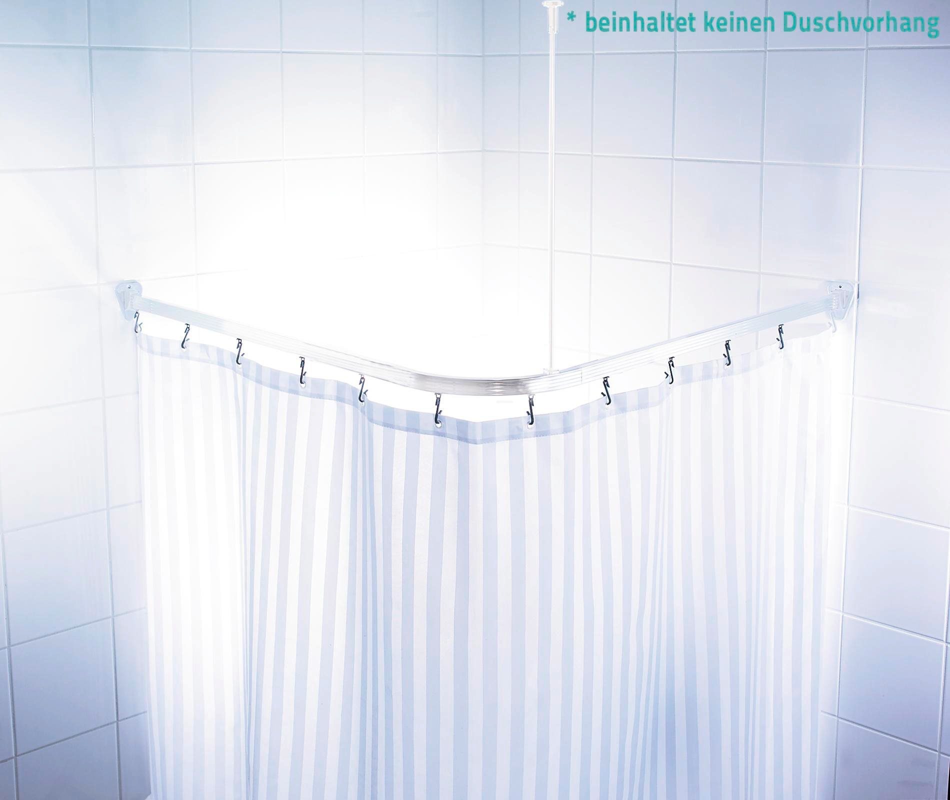 für Eckstange weiß kürzbar, Ridder, Vorhangschiene Comfort, Duschvorhänge Bohren, mit