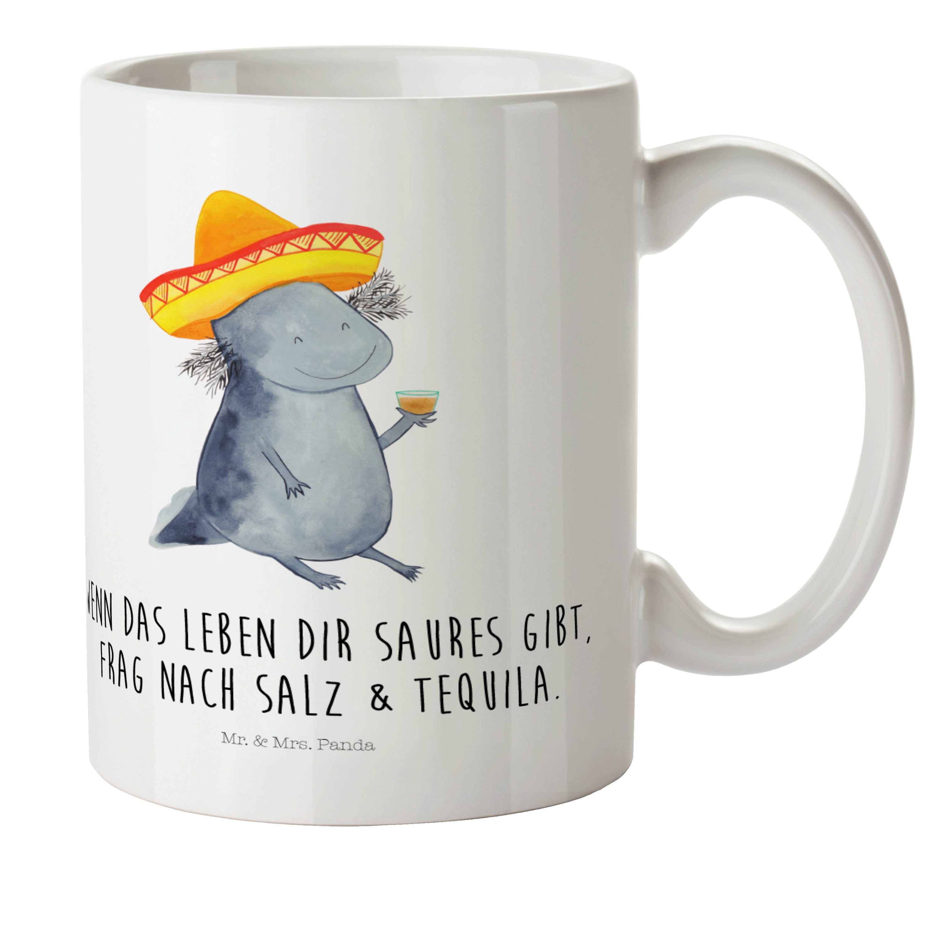 Mr. & Mrs. Panda Kinderbecher Axolotl Tequila - Weiß - Geschenk, Kunststoffgeschirr, Tasse, Kunstst, Kunststoff