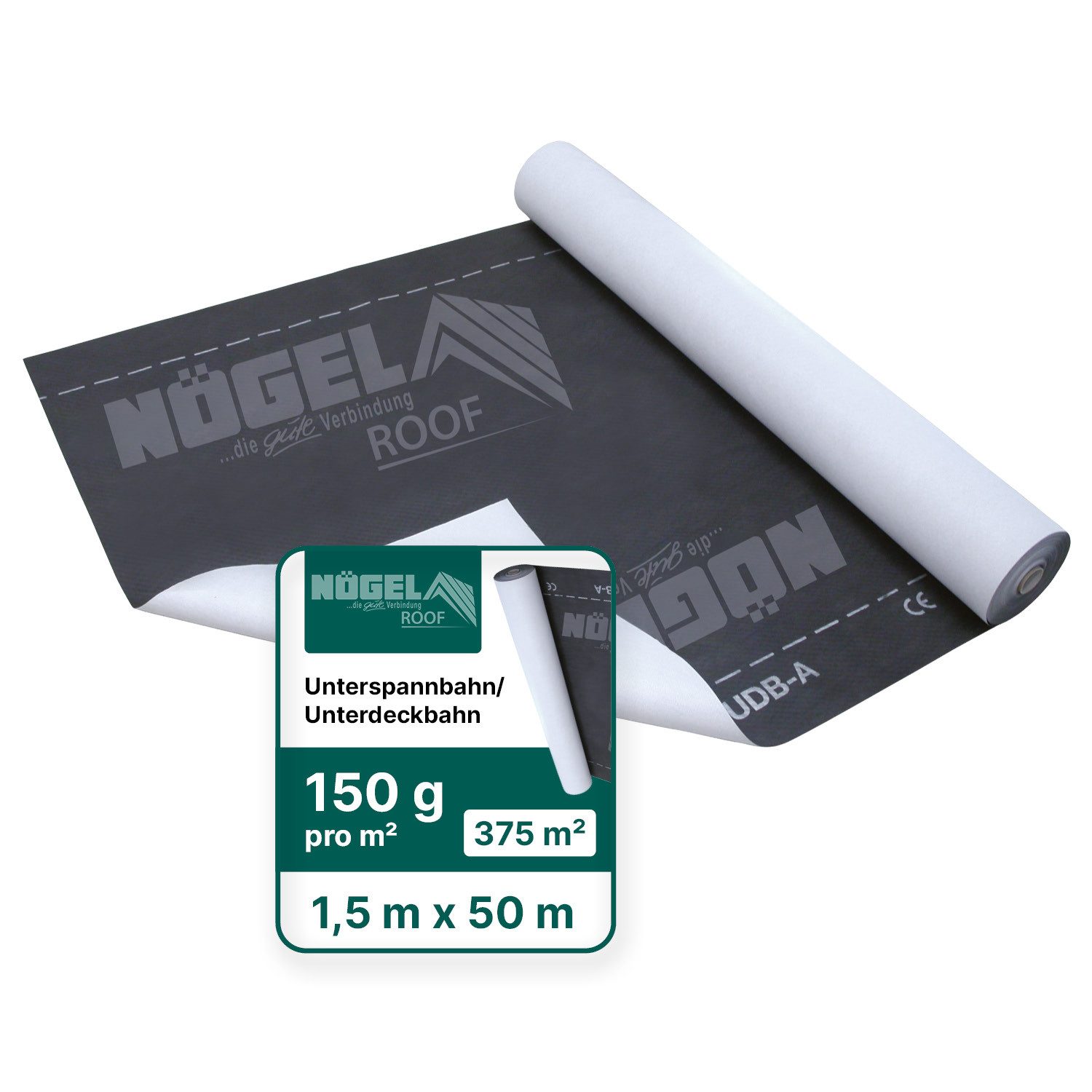 Dachbahn Unterspannbahn fürs Dach 150 g/m² UV-beständig für Steildächer, (ohne Klebestreifen), 4-lagig, Temperaturbeständig von -30°C bis +80°C
