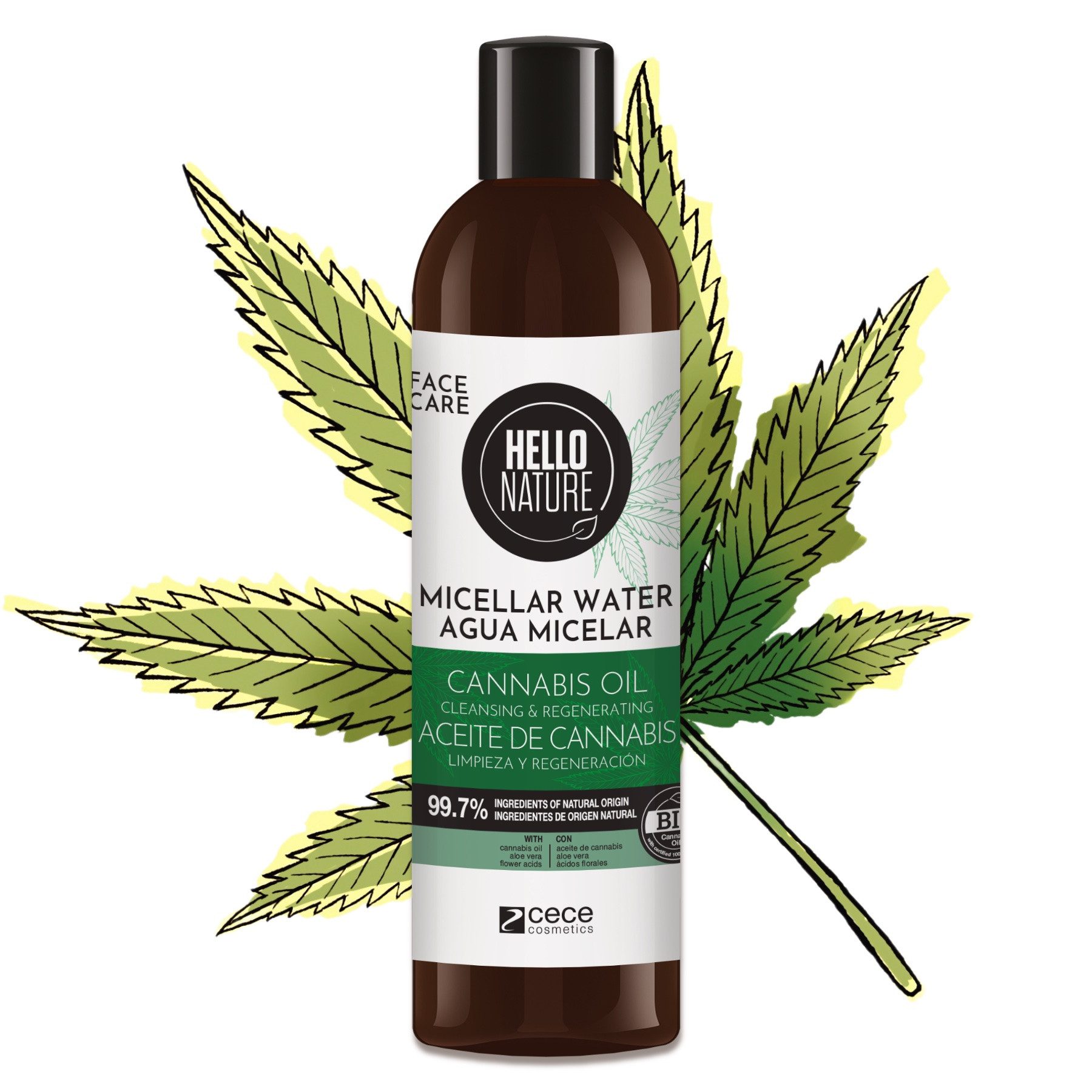 P-Beauty Cosmetic Accessories Make-up-Entferner Mizellenwasser Gesicht Cleanser Hanföl Gesichtsreinigung Hello Nature, 1-tlg., Mizellenwasser, Gesichtsreinigung, Gesichtspflege, Make-up