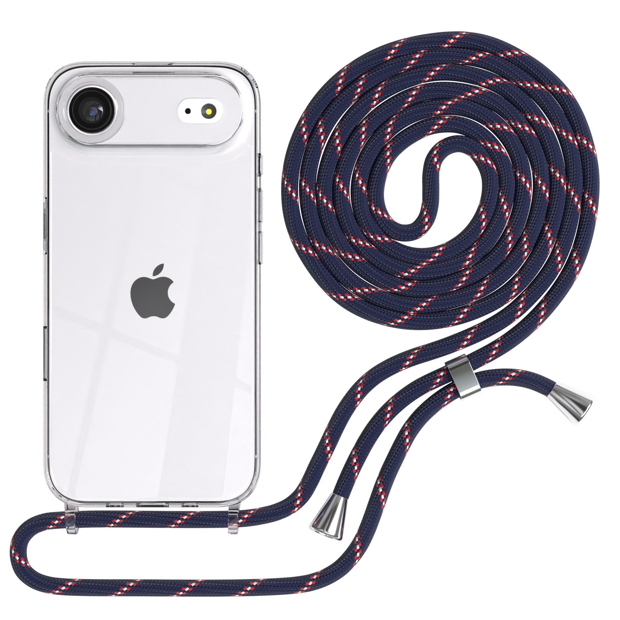 EAZY CASE Handykette Hülle mit Kette für Apple iPhone Air 6,5 Zoll, Slimcover Handykette Hülle Cross Bag für Smartphone Blau Camouflage