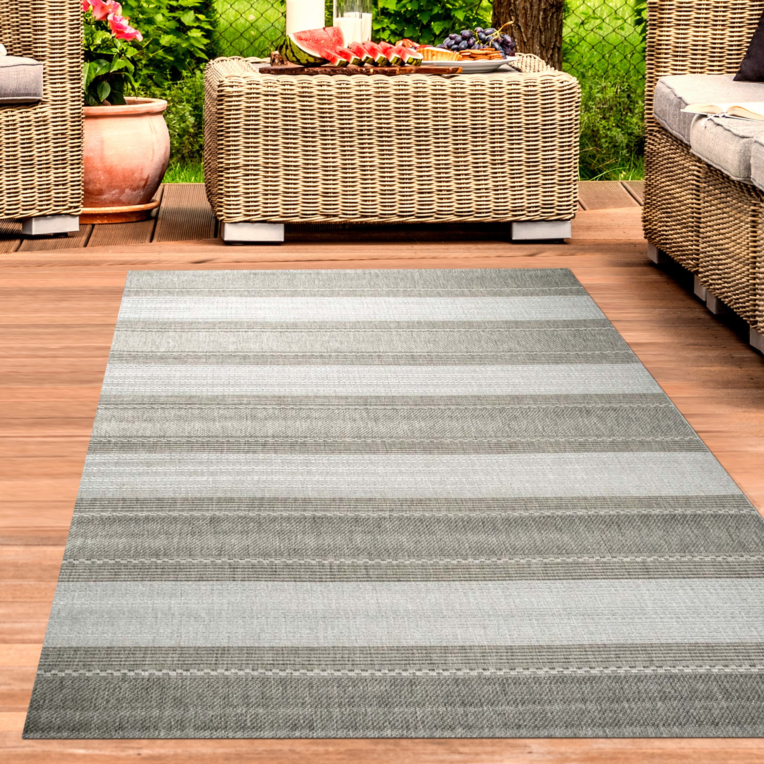 Carpetia Outdoorteppich zeitlos, rechteckig, Höhe: 5 mm, pflegeleicht, wetterbeständig, für Innen- und Außenbereich geeignet