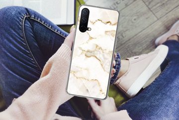MuchoWow Handyhülle Marmor - Limette - Gold - Luxus - Marmoroptik - Weiß, Phone Case, Handyhülle OnePlus Nord CE 5G, Silikon, Schutzhülle