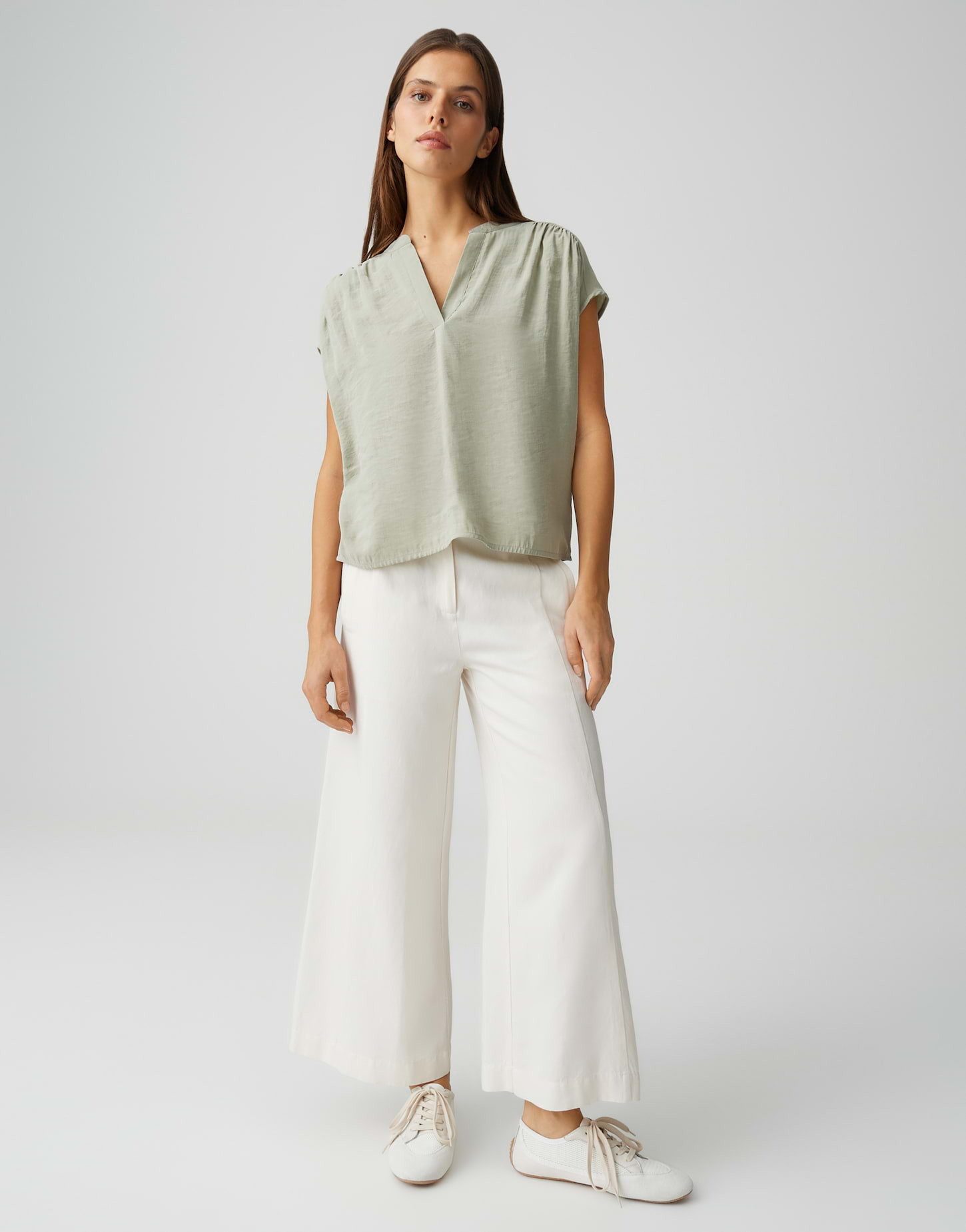 OPUS Kurzarmshirt Sawoko im Materialmix weich fließender Fall, glatter Griff, Casual