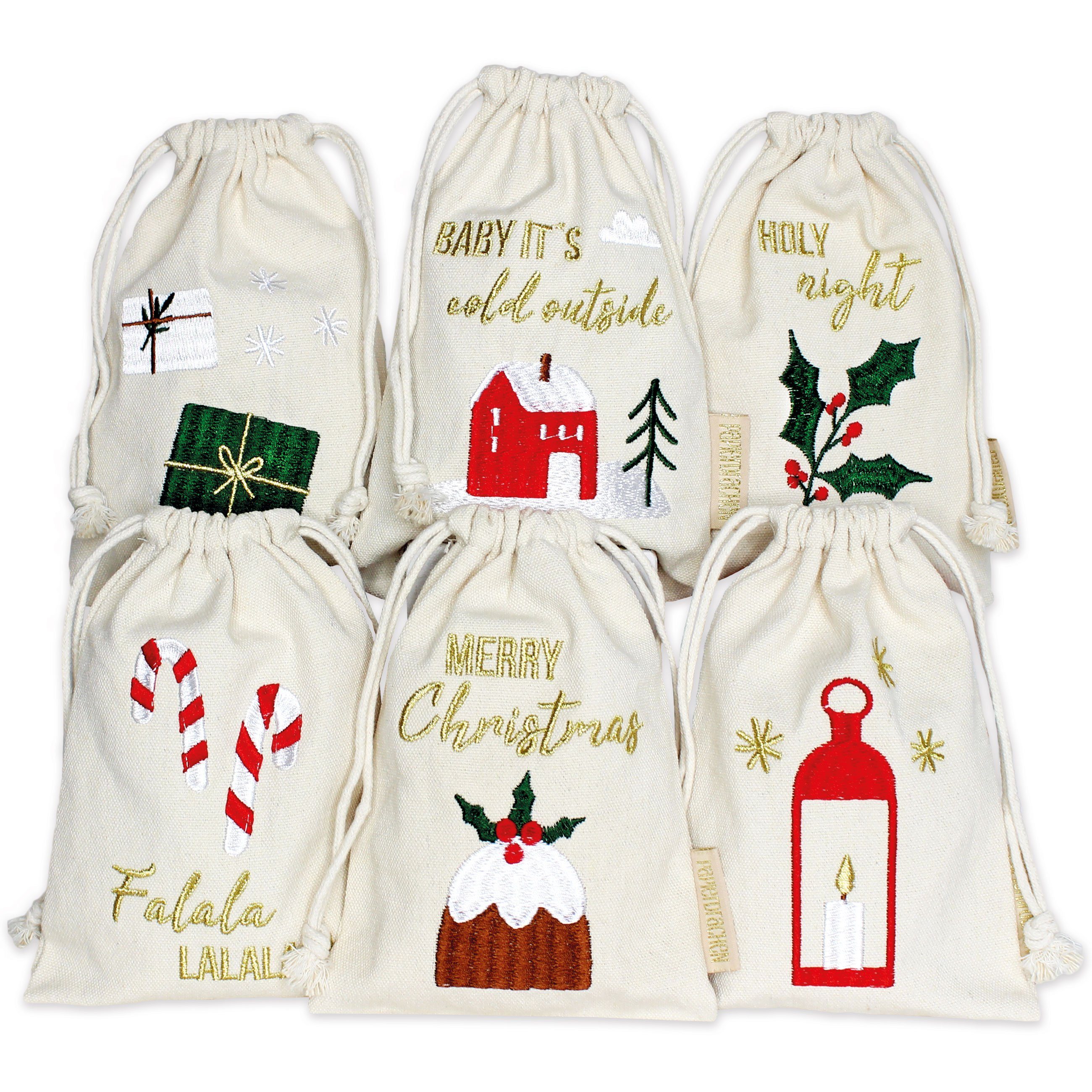PAPIERDRACHEN Geschenkpapier 6 Geschenksäckchen zu Weihnachten - Geschenke nachhaltig einpacken
