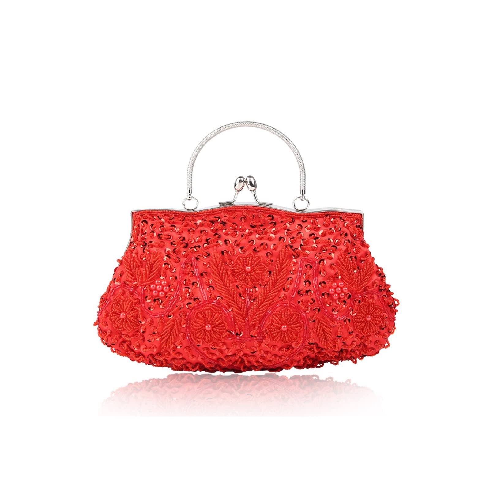 nsihing Abendtasche Damen Handgemachte Perle Handtasche Clutch Elegant Brauttasche, Schultertasche Klein Tasche Kette Umhängetasche Hochzeit Party