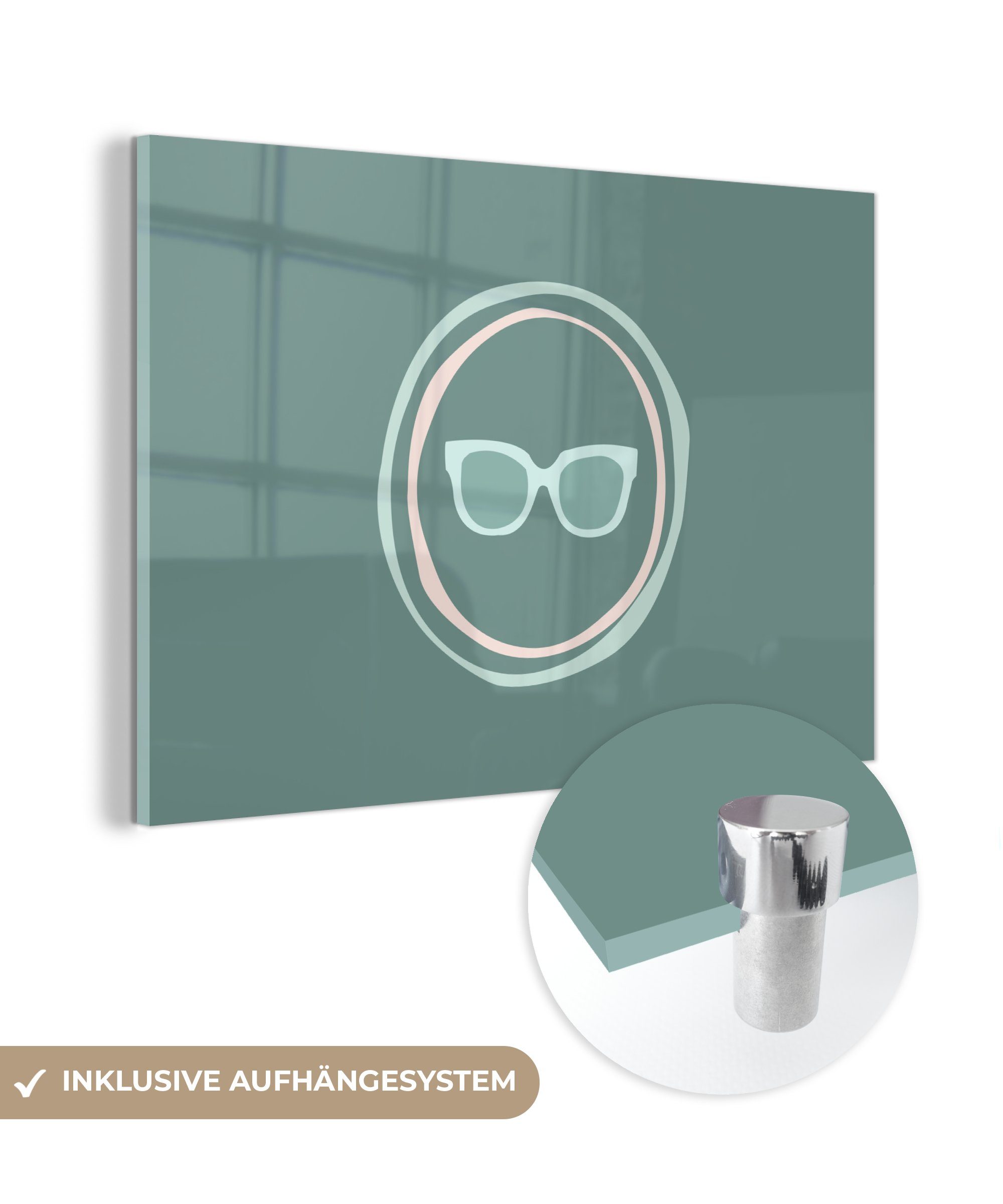 MuchoWow Acrylglasbild Sommer - Sonnenbrille - Pastell, (1 St), Acrylglasbilder Wohnzimmer & Schlafzimmer