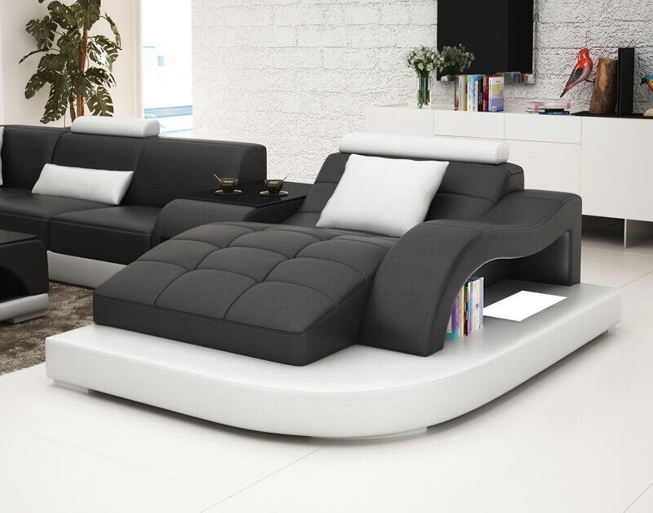 JVmoebel Ecksofa Ledersofa Couch Ecksofa Eck Garnitur Design Modern Sofa +USB Rot