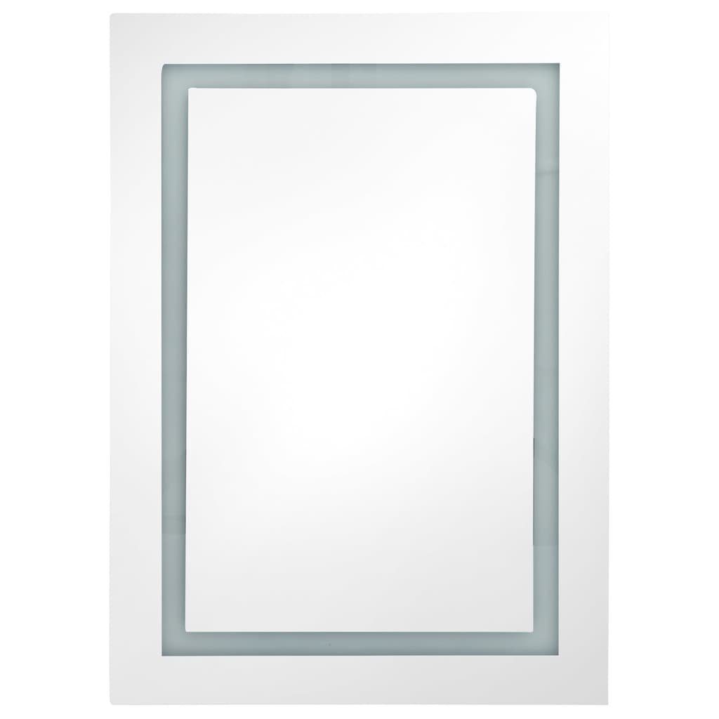 vidaXL Badezimmerspiegelschrank (1-St) fürs cm Weiß 50x13x70 Bad Hochglanz-Weiß Glänzend LED-Spiegelschrank