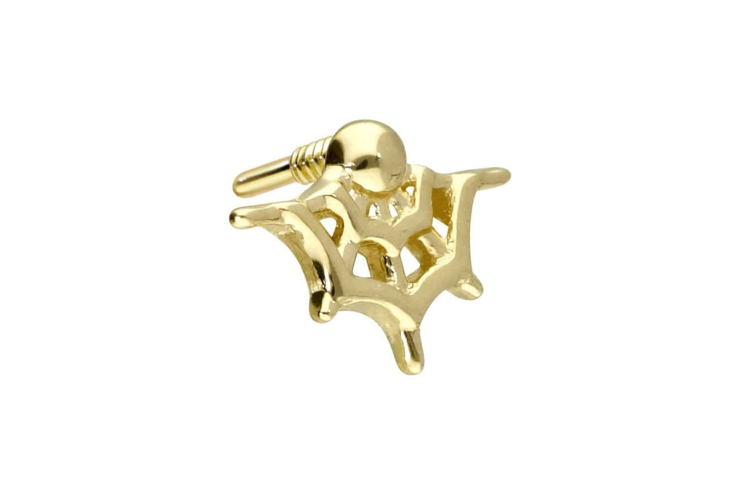 Piercing-Set 14 Karat Gold Schraubaufsatz mit Außengewinde SPINNENNETZ