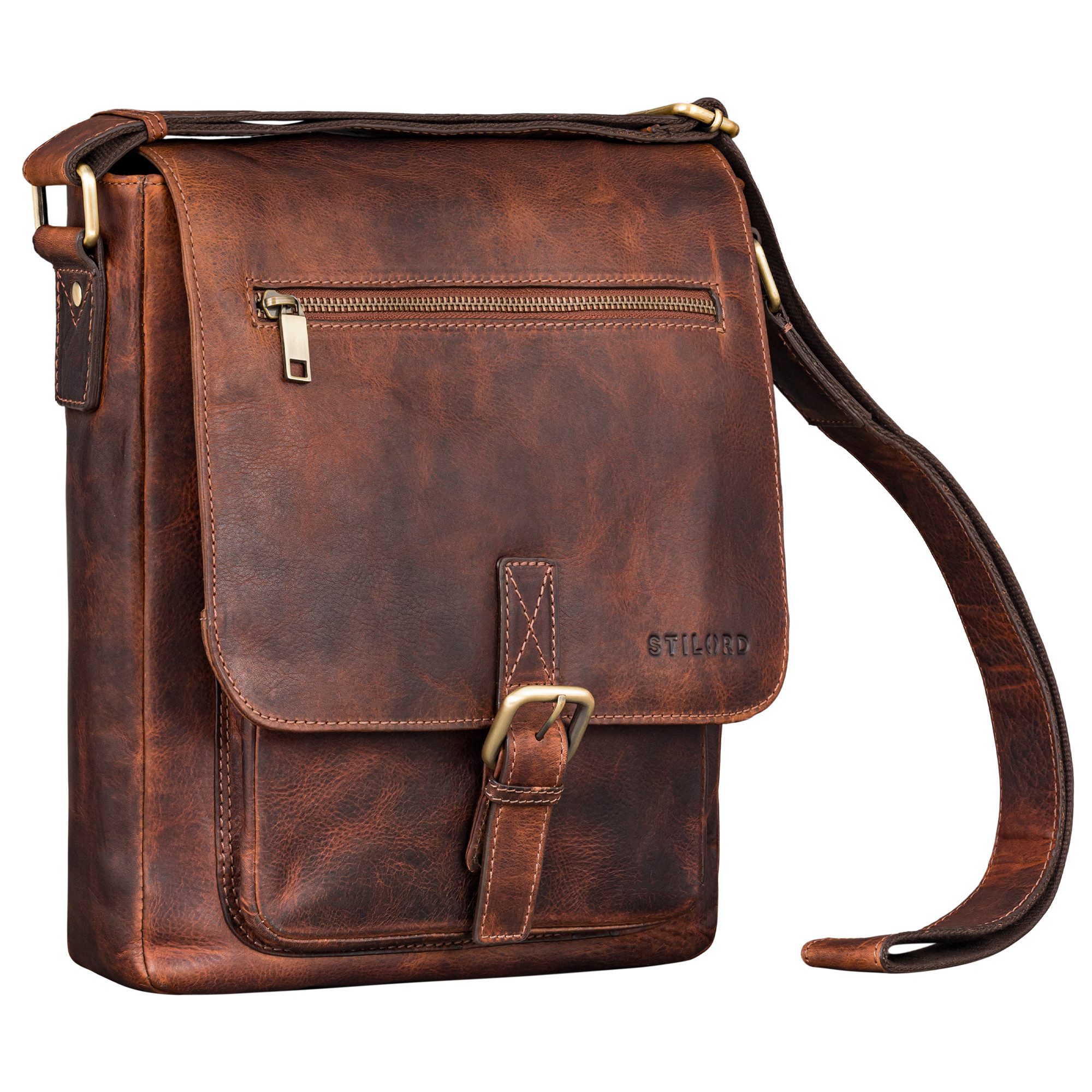 STILORD Schultertasche "Renato" Klassische Ledertasche Herren Umhängetasche Tablet 11 Zoll