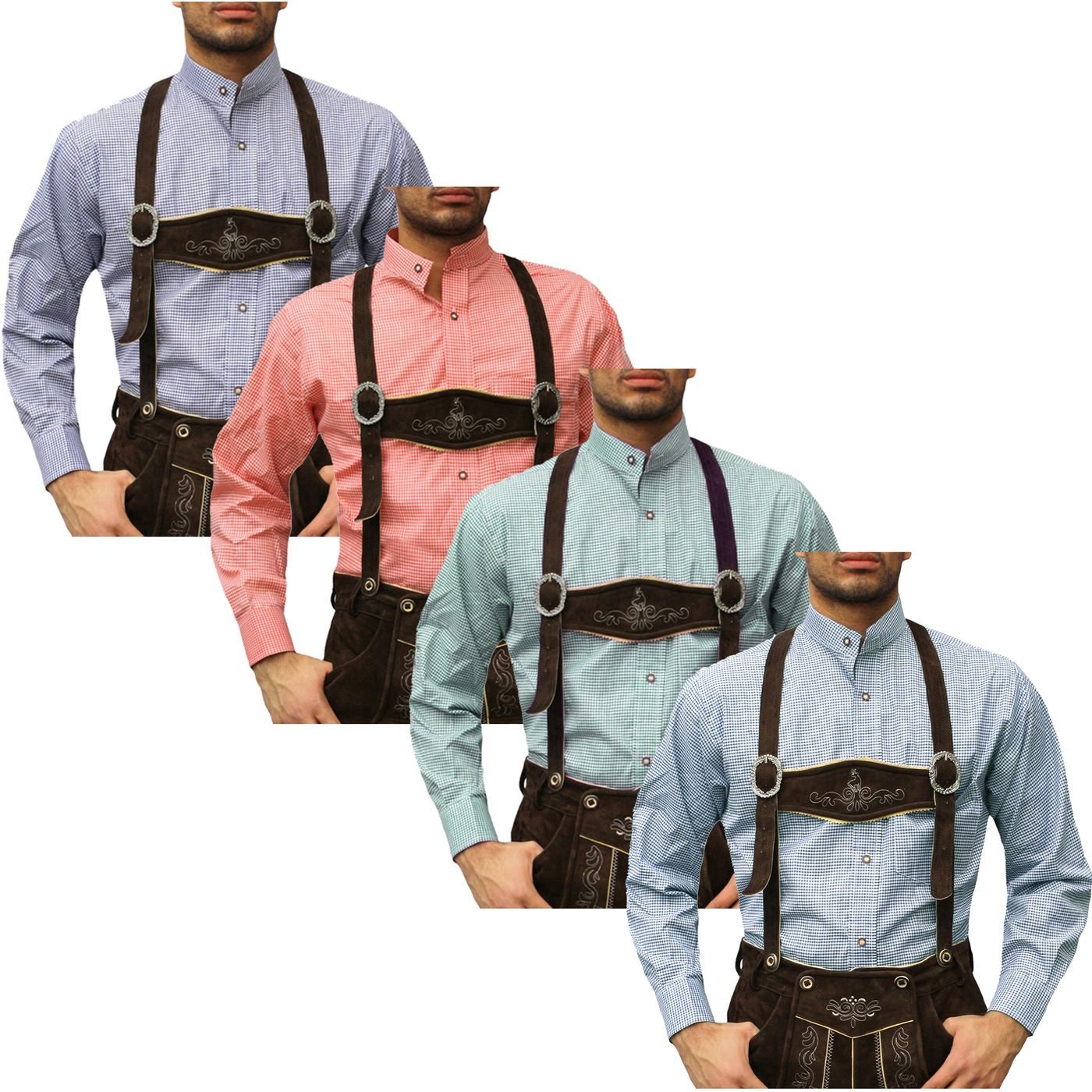 German Wear Trachtenhemd O39 Trachtenhemd für Lederhosen mt Verzerung