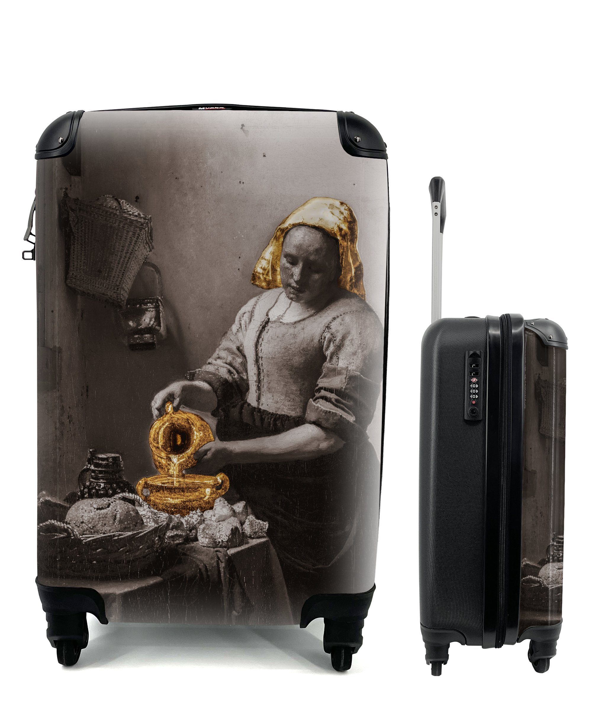 Rollen, Vermeer Trolley, - für 4 Milchmädchen Handgepäckkoffer Ferien, - mit MuchoWow Reisetasche Gold, Handgepäck Reisekoffer rollen, Das Johannes