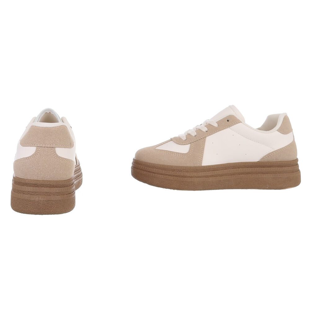 Ital-Design Damen Low-Top Freizeit Sneaker (88843409) Flach Sneakers Low in Creme