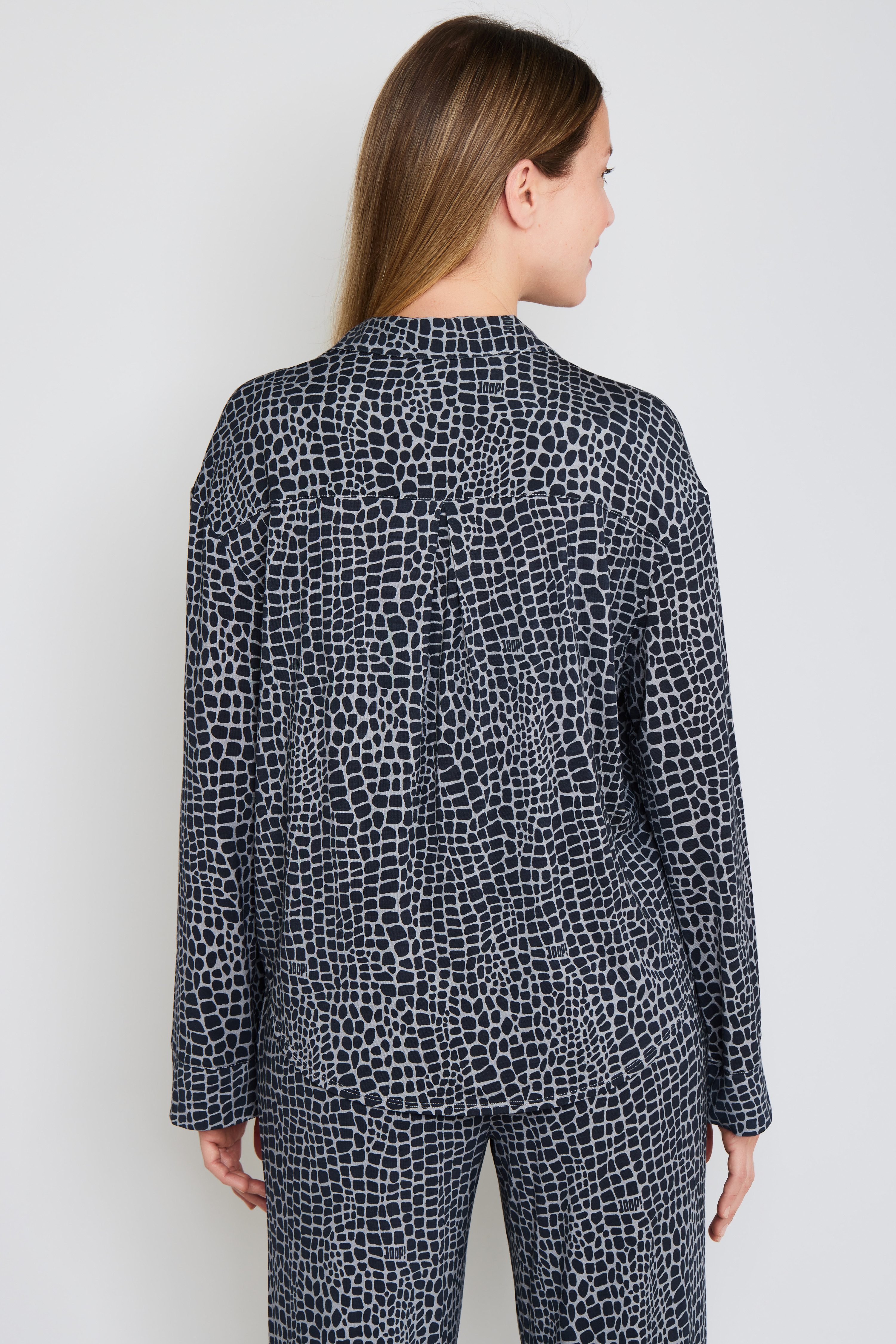 JOOP! Pyjamaoberteil Luxe Modal Printed langärmelig, Modal-Mix, Knöpfe