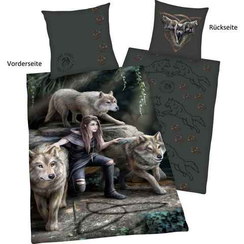 Wendebettwäsche Anne Stokes, Anne Stokes, Renforcé, mit tollem Wolf Motiv