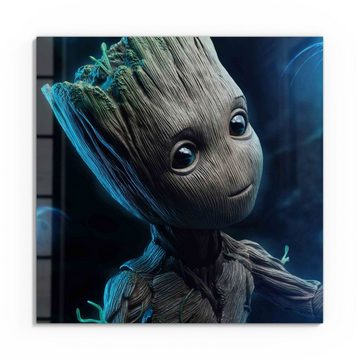 DEQORI Glasbild 'Niedlicher Baby Groot', 'Niedlicher Baby Groot', Glas Wandbild Bild schwebend modern