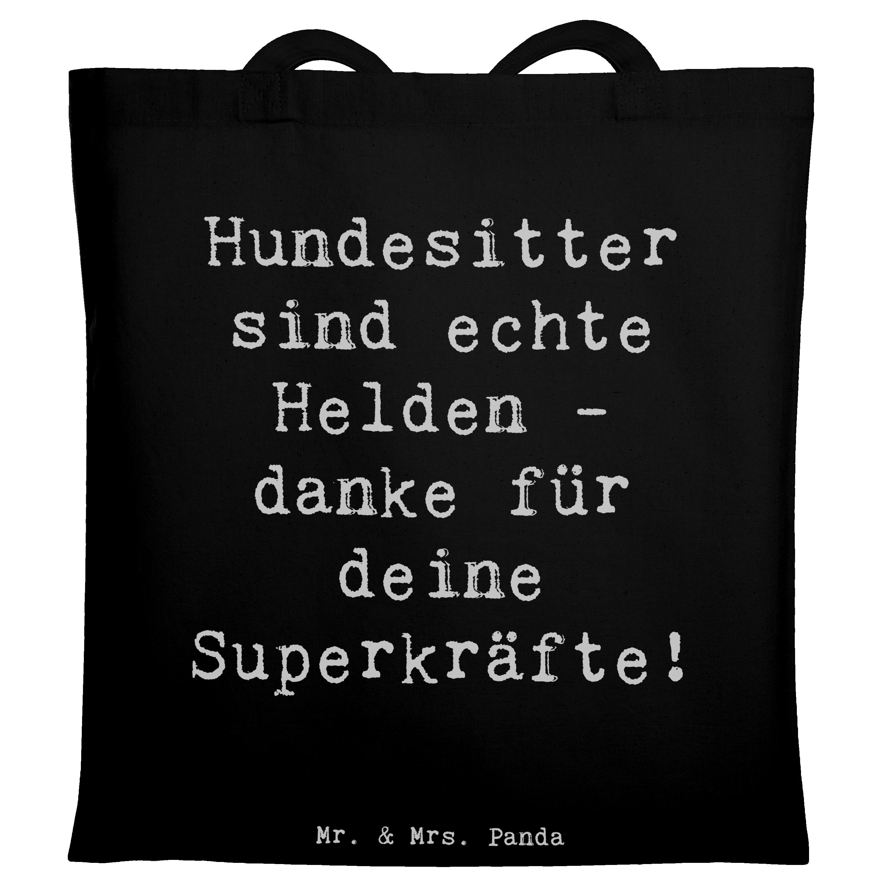 Tragetasche Spruch Hundesitter Helden - Schwarz - Geschenk, Hundesitting, Besonde