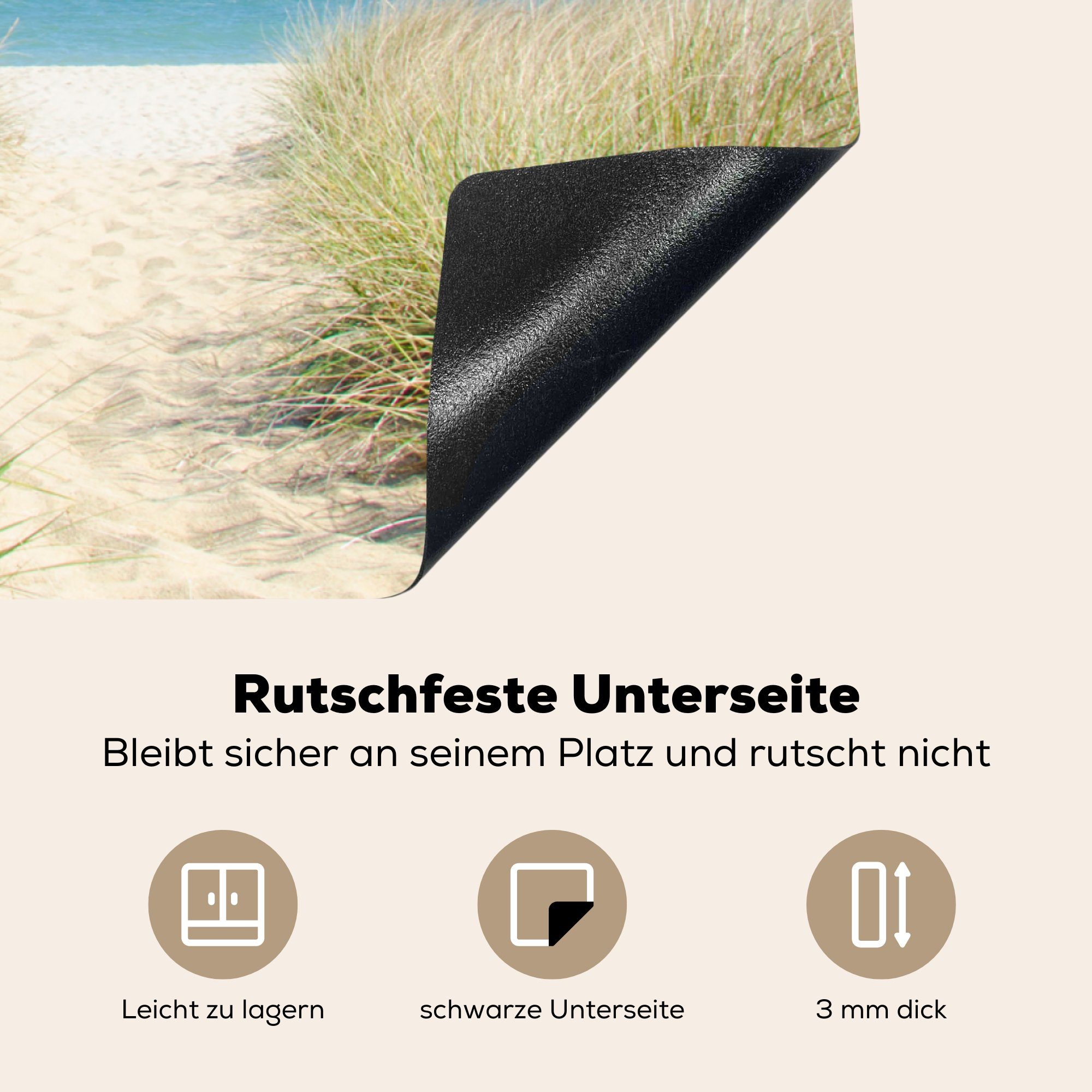 78x78 Pfad Meer, Arbeitsplatte Düne cm, MuchoWow (1 Ceranfeldabdeckung, - - Vinyl, küche Herdblende-/Abdeckplatte für tlg),