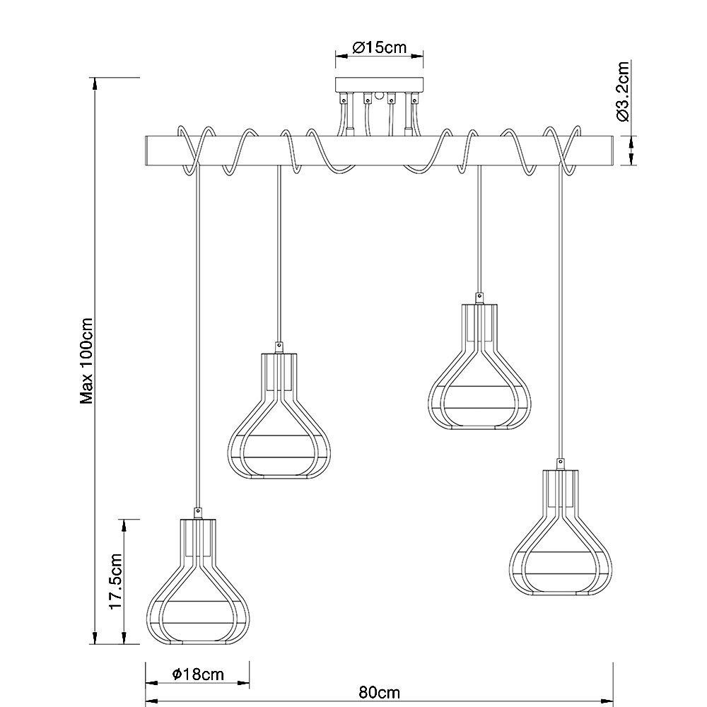 etc-shop Pendelleuchte, Leuchtmittel Hänge Pendel Spot inklusive, Ess Beleuchtung nicht Balken Zimmer Lampe Gitter Käfig
