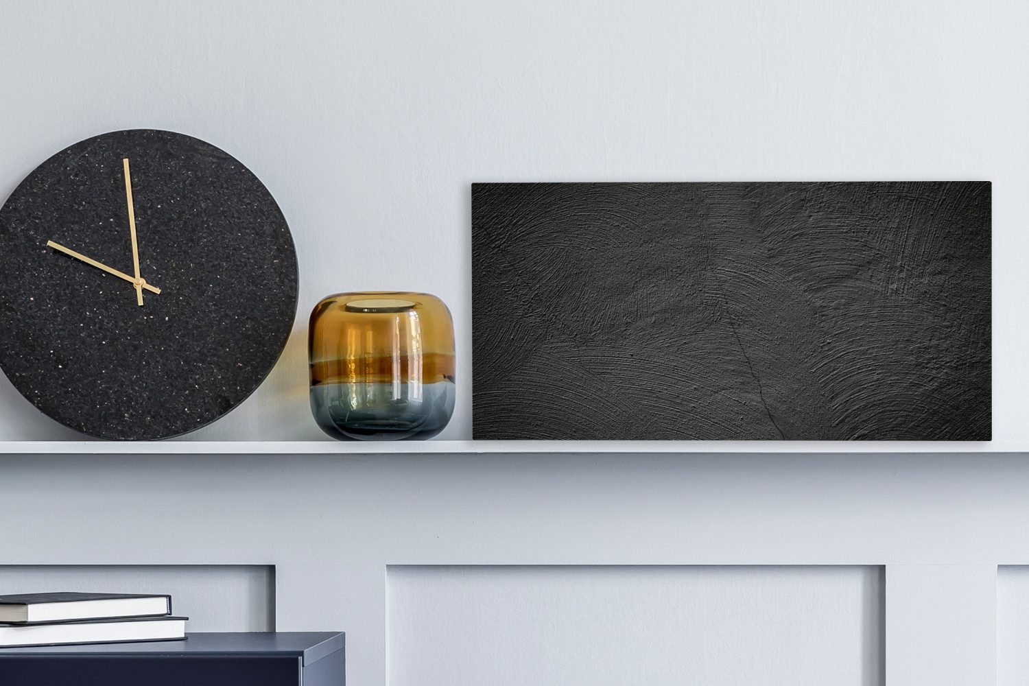 OneMillionCanvasses® Leinwandbild Panorama Beton - Schwarz - Industriell, Fotodruck (1 St), Wandbild, Deko Schlafzimmer Wohnzimmer Flur 40x20 cm