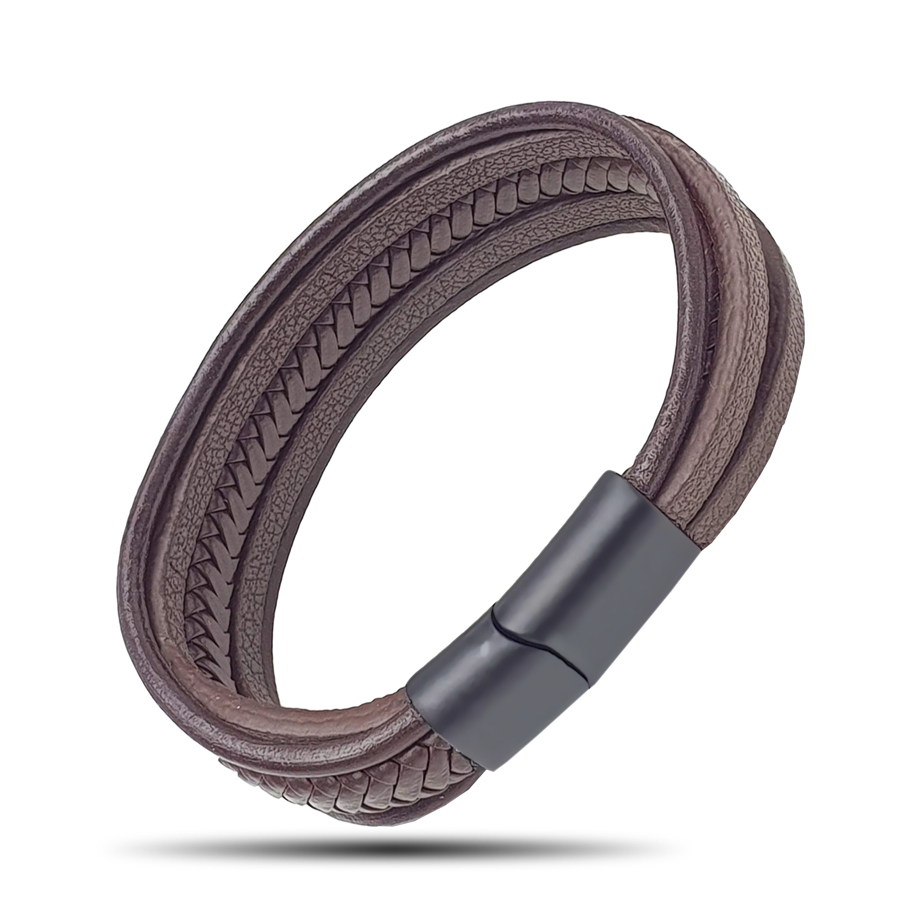 Armband Leder, ein sicheres Herrenarmband Schmuckbox), (inkl. Leder Lederarmband Magnetverschluss mit NAHLE für verschließen aus