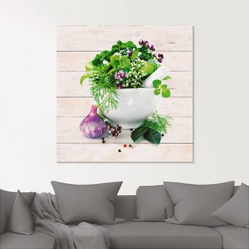 Artland Glasbild Heilkräuter auf weißem Hintergrund Küche, Arrangements (1 St)