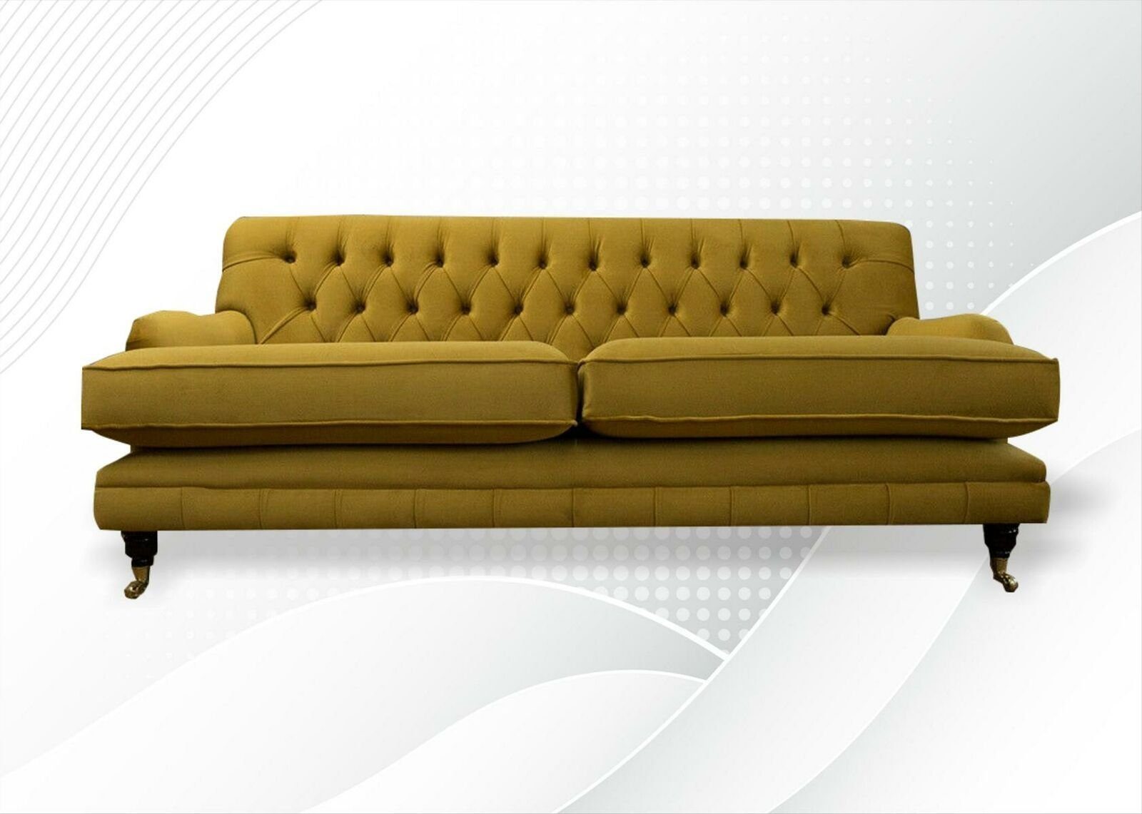 JVmoebel Chesterfield-Sofa, Chesterfield Gelb Sofa Stoff Wohnzimmer Design Couchen Polster Sofas Neu Textil