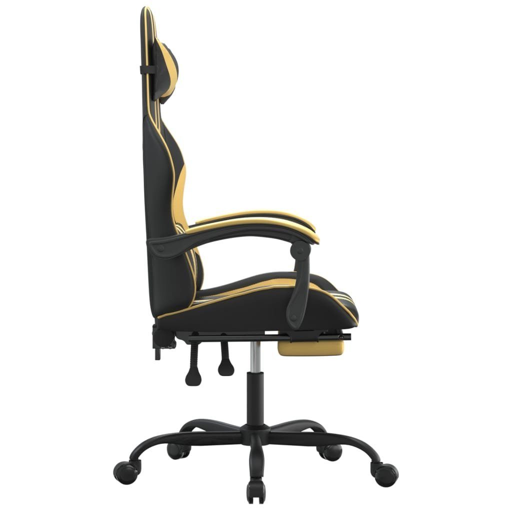 furnicato Gaming-Stuhl mit (1 Kunstleder Golden Fußstütze & St) Schwarz Drehbar