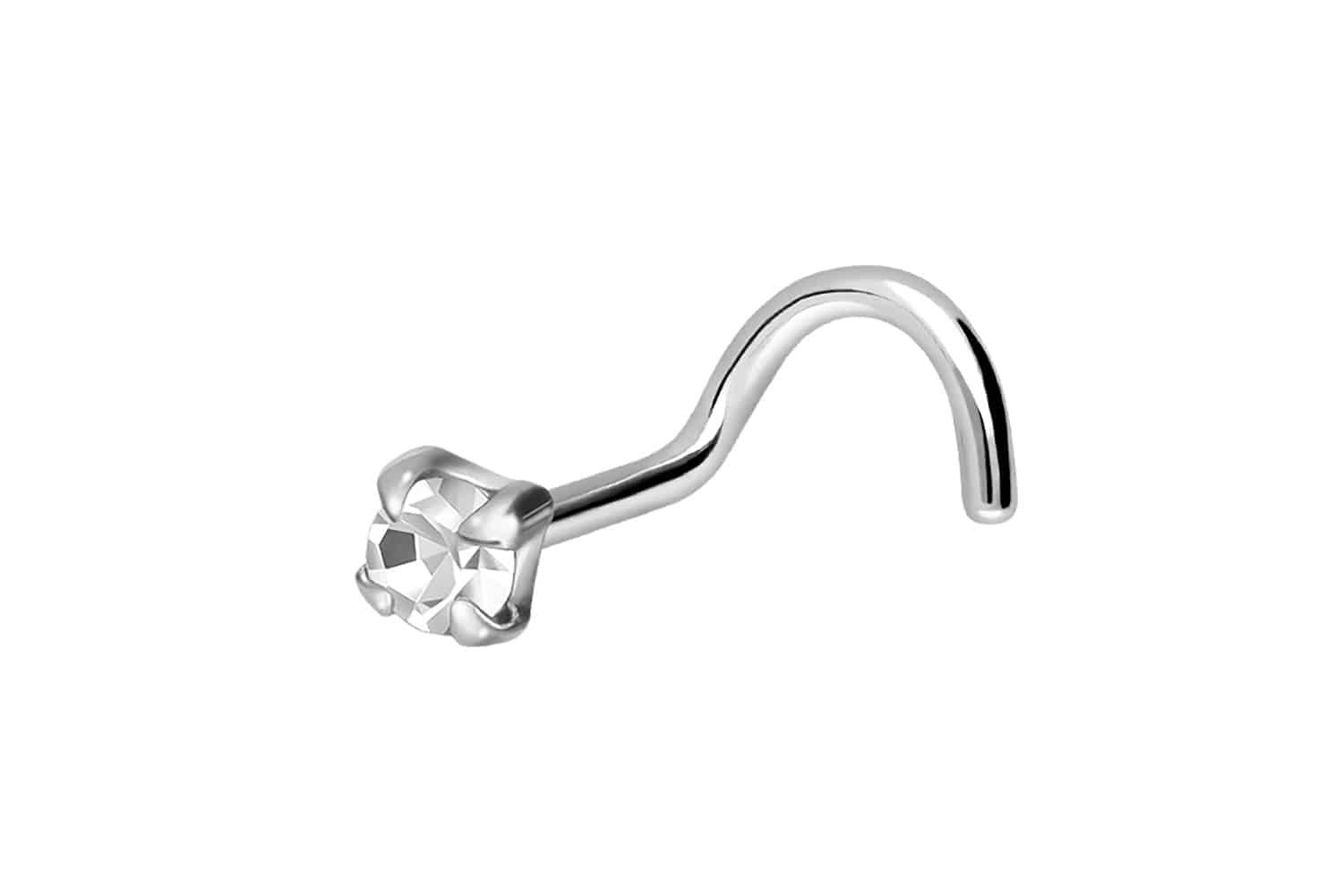 PIERCINGLINE Nasenpiercing 925er Silber Nasenstecker Spirale EINGEFASSTER KRISTALL (Nasenstecker, 1-tlg)