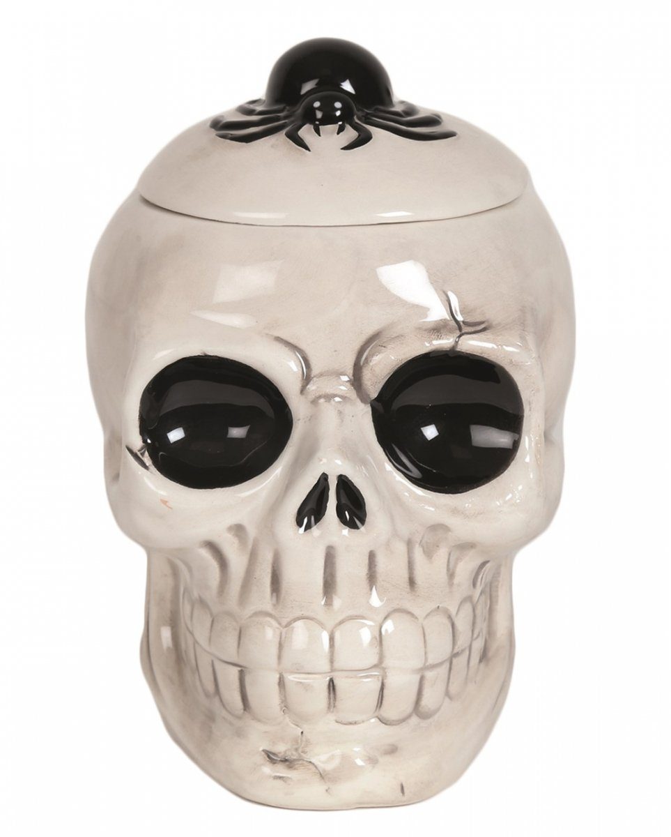 Horror-Shop Dekofigur Halloween Spinne Teelicht Lampe für mit Totenkopf