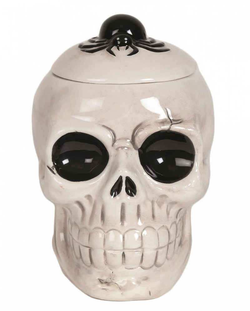 Horror-Shop Kerzenständer Halloween Totenkopf mit Spinne Teelicht Lampe für
