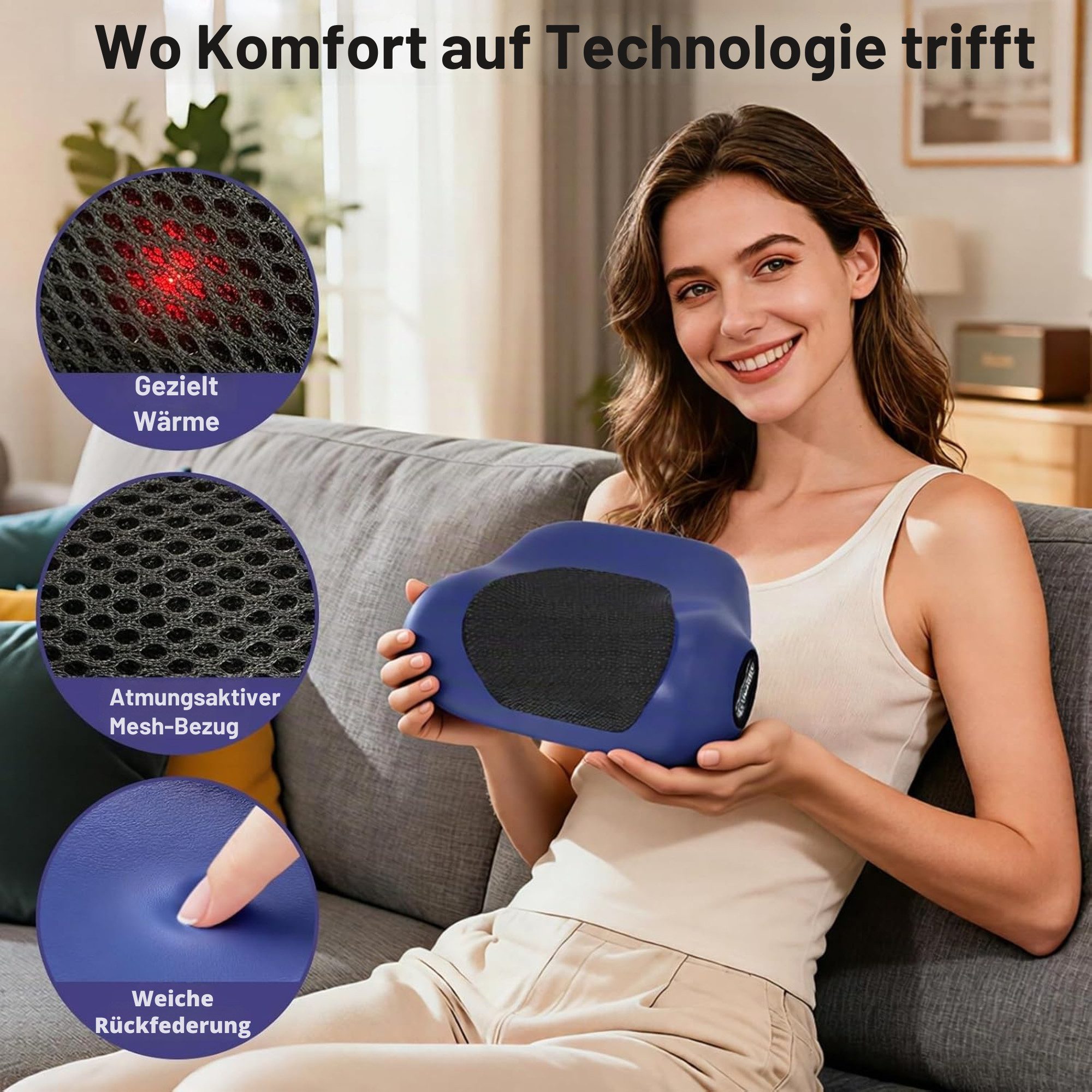 Vivitar Nacken-Massagegerät Elektrische & Nackenstrecker mit Wärmefunktion, wiederaufladbarer, 3 Dehnungsmodi, 3 Vibrationsmodi, 3 Temperatureinstellungen, kabe – Bild 5 von 5