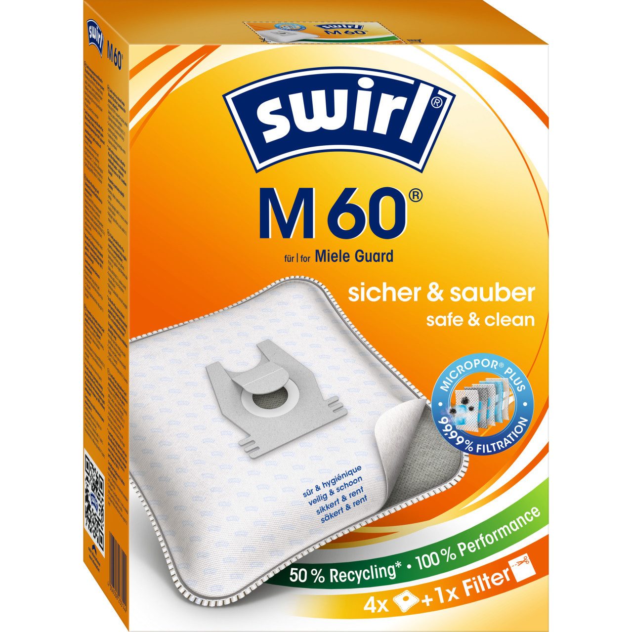 Swirl Staubsaugerbeutel Swirl M 60 EcoPor Staubsaugerbeutel 4 Staubbeutel