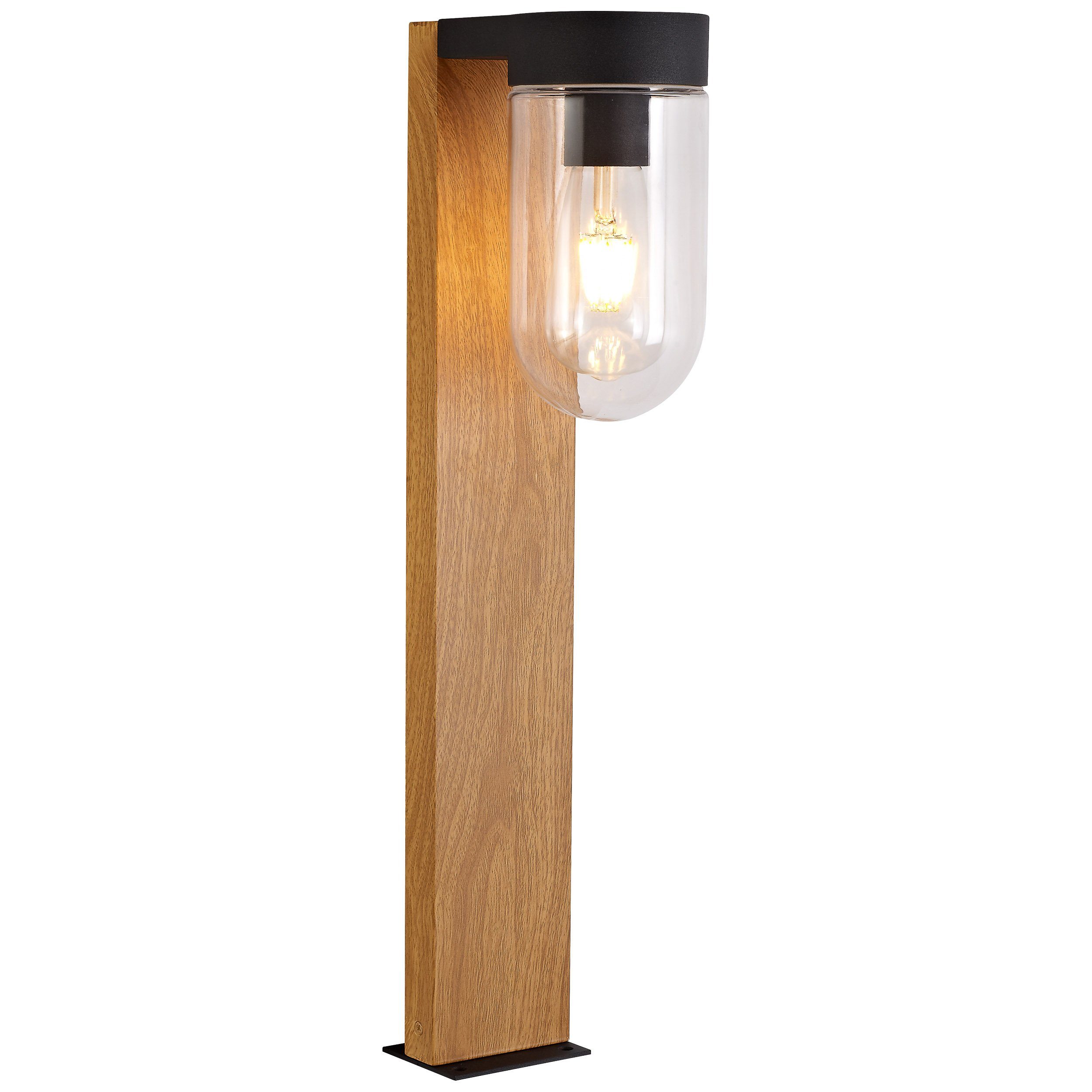 Außen-Stehlampe 1x Cabar dunkel/schwarz Cabar, Außensockelleuchte holz Lampe Brilliant E27 A60, 55cm