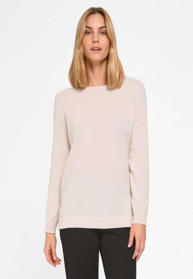 Cashmere Rundhalpullover hellbraun