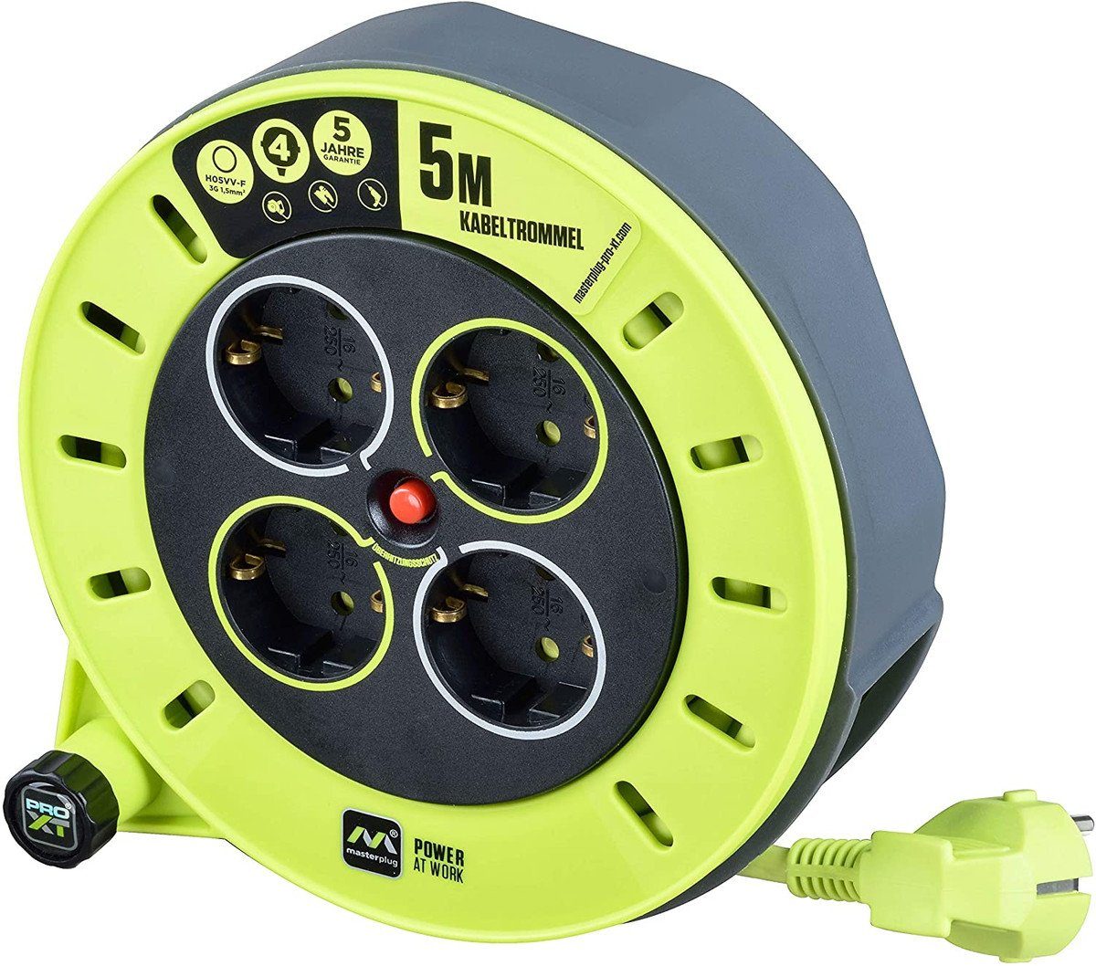masterplug Masterplug ProXT Kabelbox 4-fach Cassette S 5 Meter Kabeltrommel günstig online kaufen