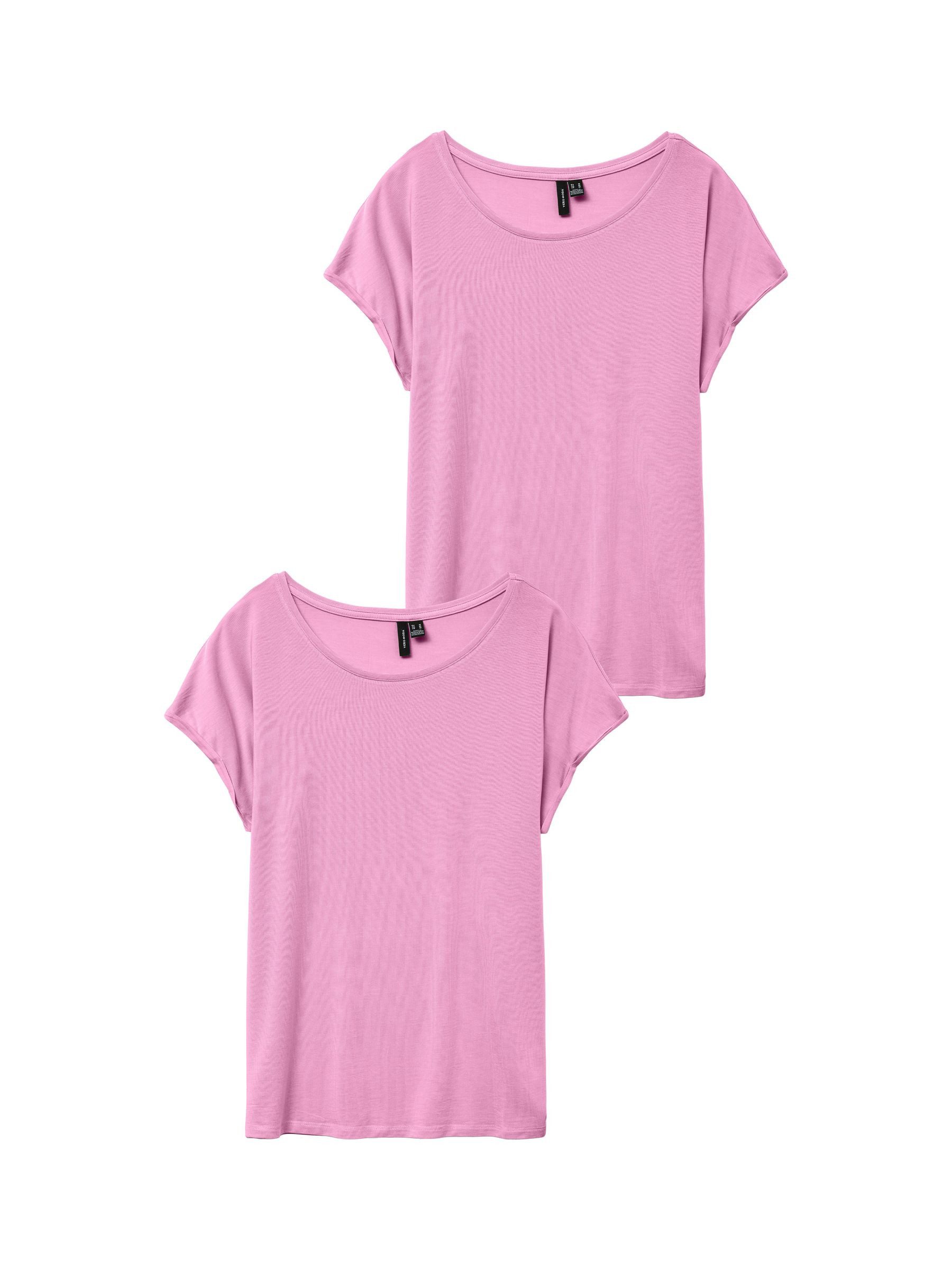 Vero Moda T-Shirt 2er-Pack Einfarbiges Stretch Oberteil (2-tlg) VMAVA PLAIN günstig online kaufen