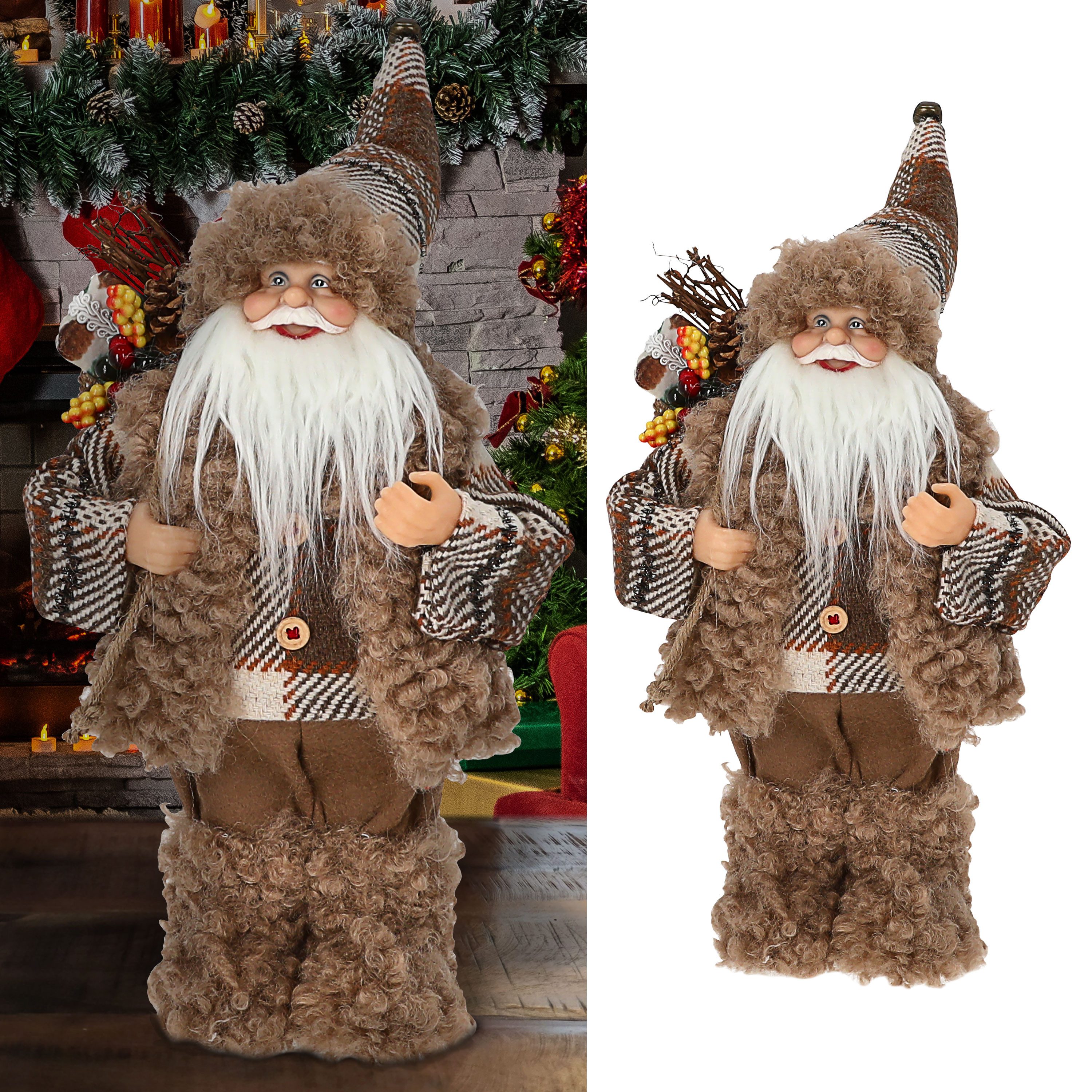 CEPEWA Weihnachtsfigur Weihnachtsmann Figur mit Bündel braun 20x30x10cm PES günstig online kaufen