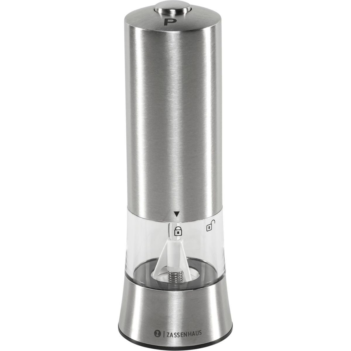 ZASSENHAUS Gewürzmühle Pfeffermühle Gera elektrisch, 18 cm, Edelstahl