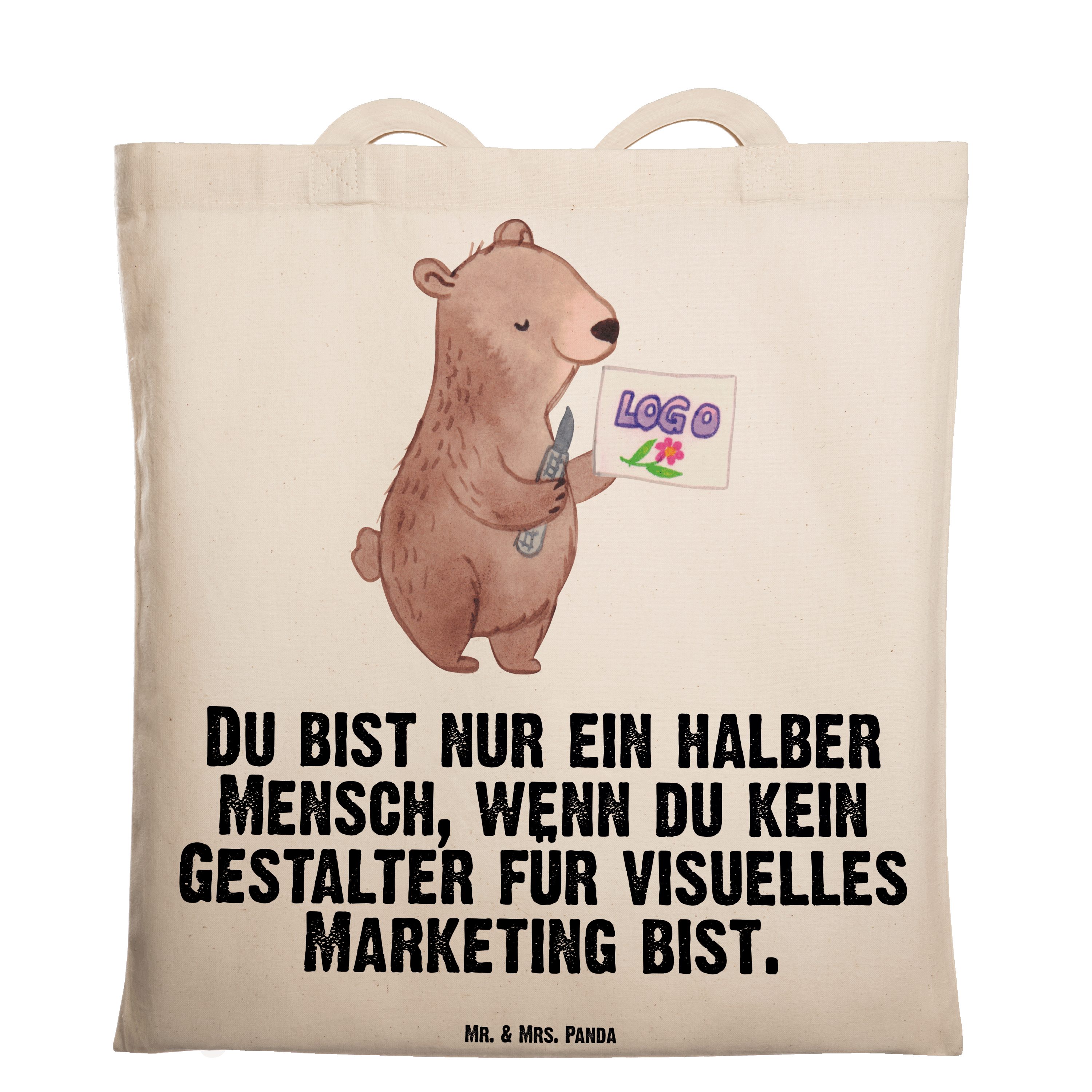 Mr. & Mrs. Panda Tragetasche Gestalter für visuelles Marketing mit Herz - Transparent - Geschenk, (1-tlg)