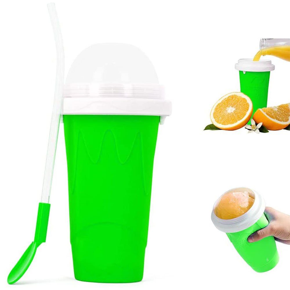 GelldG Eismaschine Slush Becher Silikon Squeeze Cup Slush Eis Becher zum kneten ‎‎grün